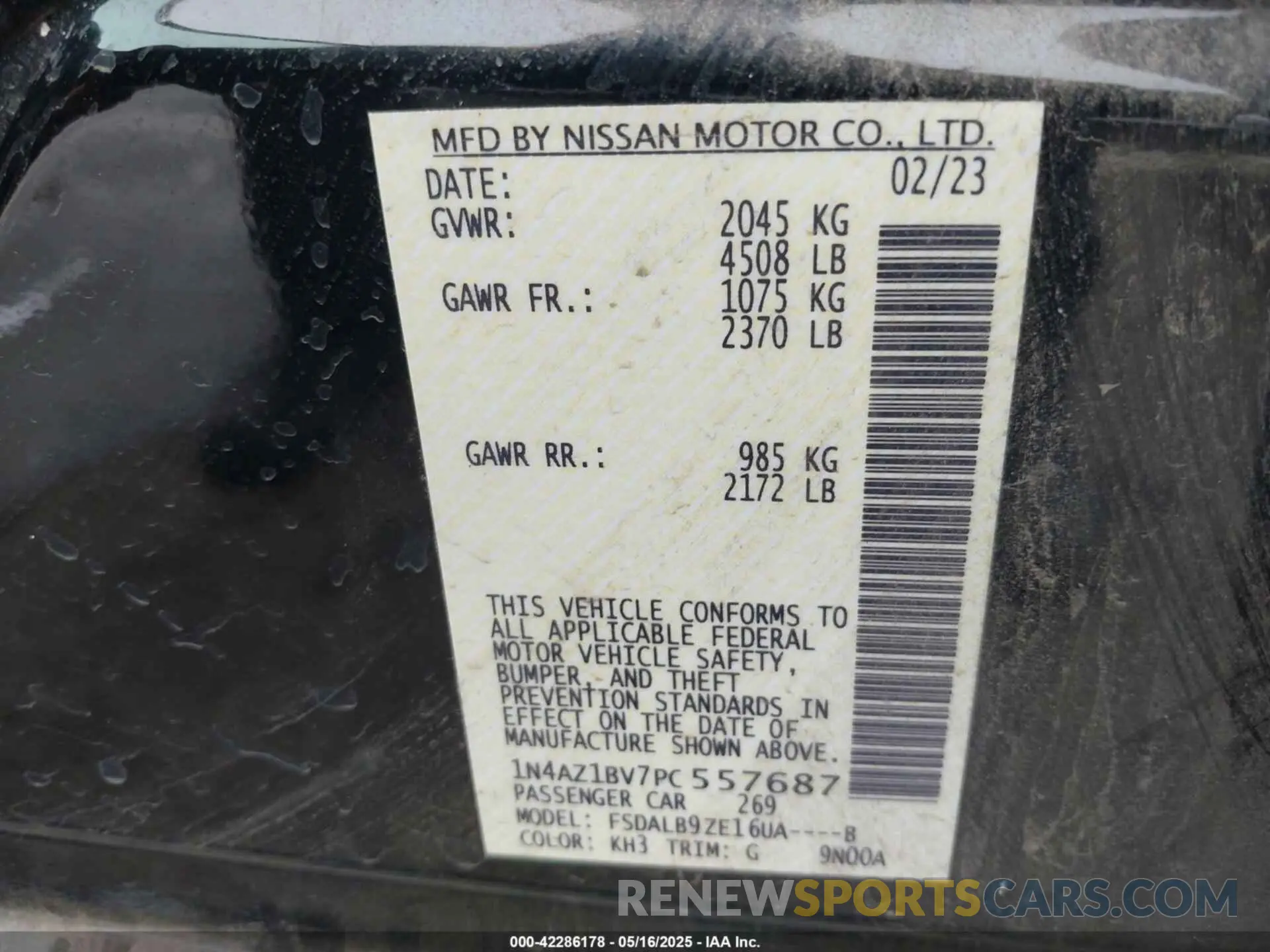 9 Photograph of a damaged car 1N4AZ1BV7PC557687 NISSAN LEAF 2023
