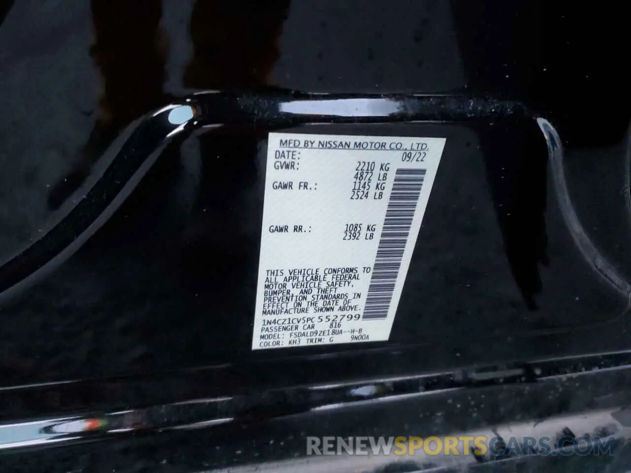 13 Photograph of a damaged car 1N4CZ1CV5PC552799 NISSAN LEAF 2023