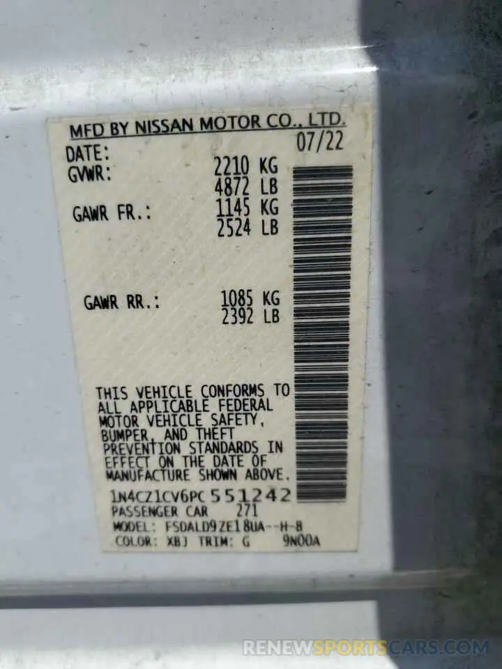 14 Photograph of a damaged car 1N4CZ1CV6PC551242 NISSAN LEAF 2023