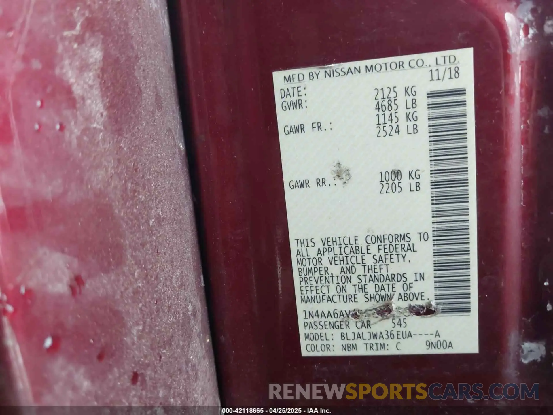 9 Photograph of a damaged car 1N4AA6AV4KC361687 NISSAN MAXIMA 2019