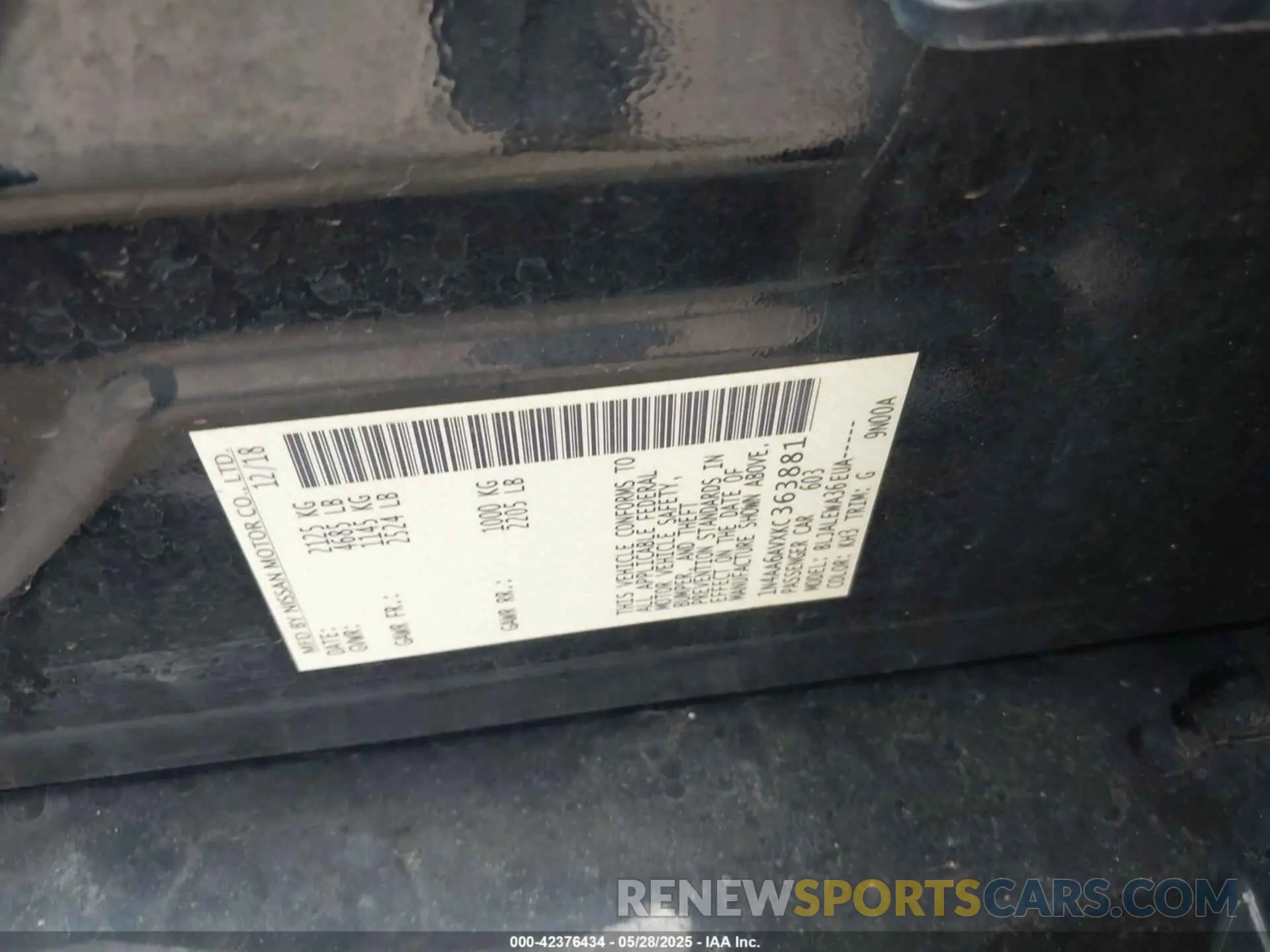 9 Photograph of a damaged car 1N4AA6AVXKC363881 NISSAN MAXIMA 2019
