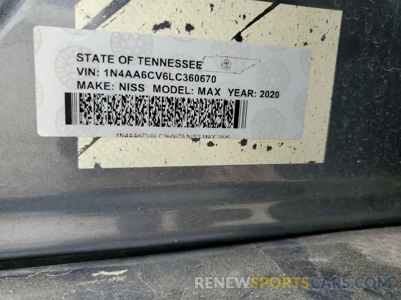 14 Photograph of a damaged car 1N4AA6CV6LC360670 NISSAN MAXIMA 2020