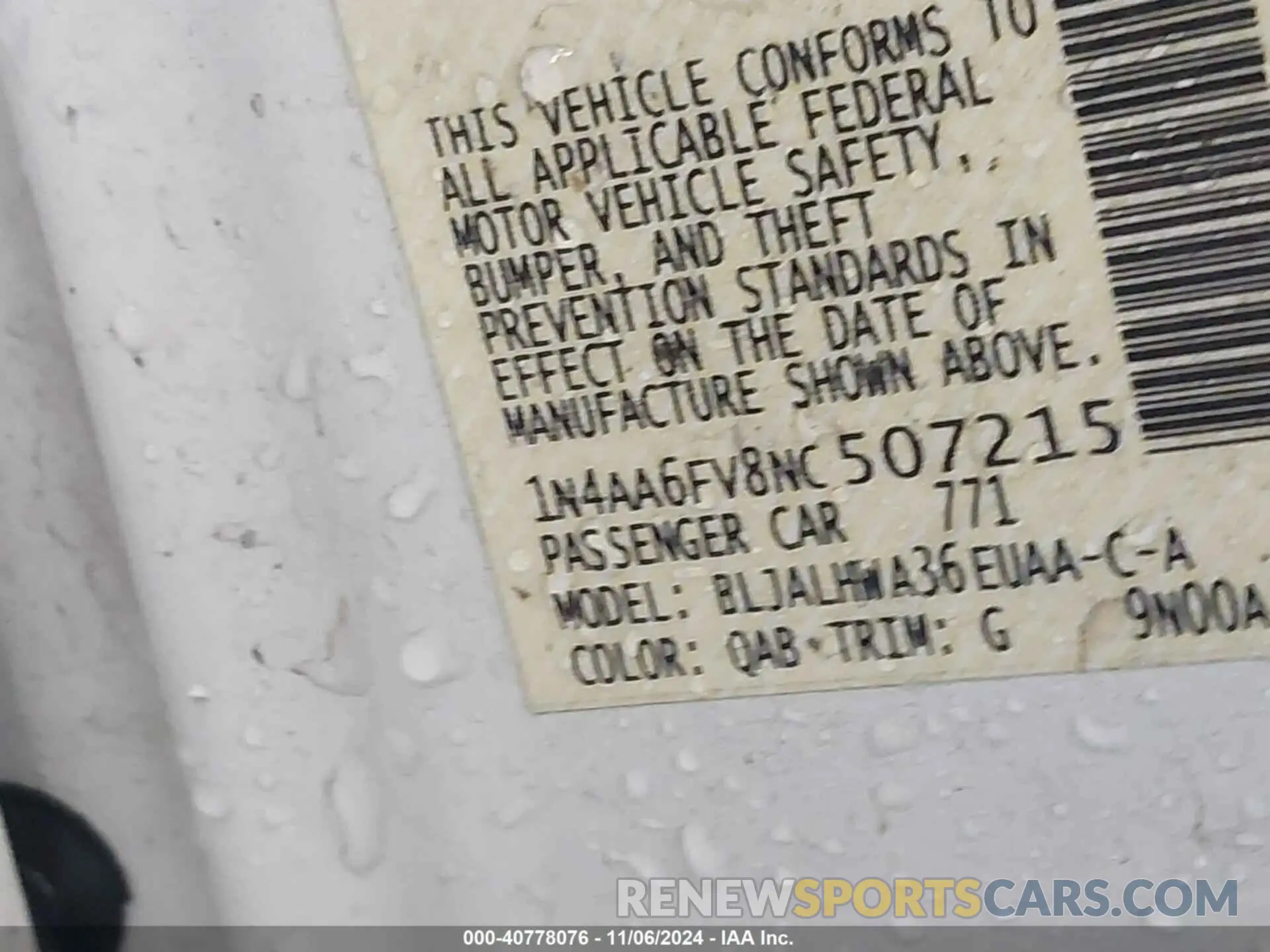 9 Photograph of a damaged car 1N4AA6FV8NC507215 NISSAN MAXIMA 2022
