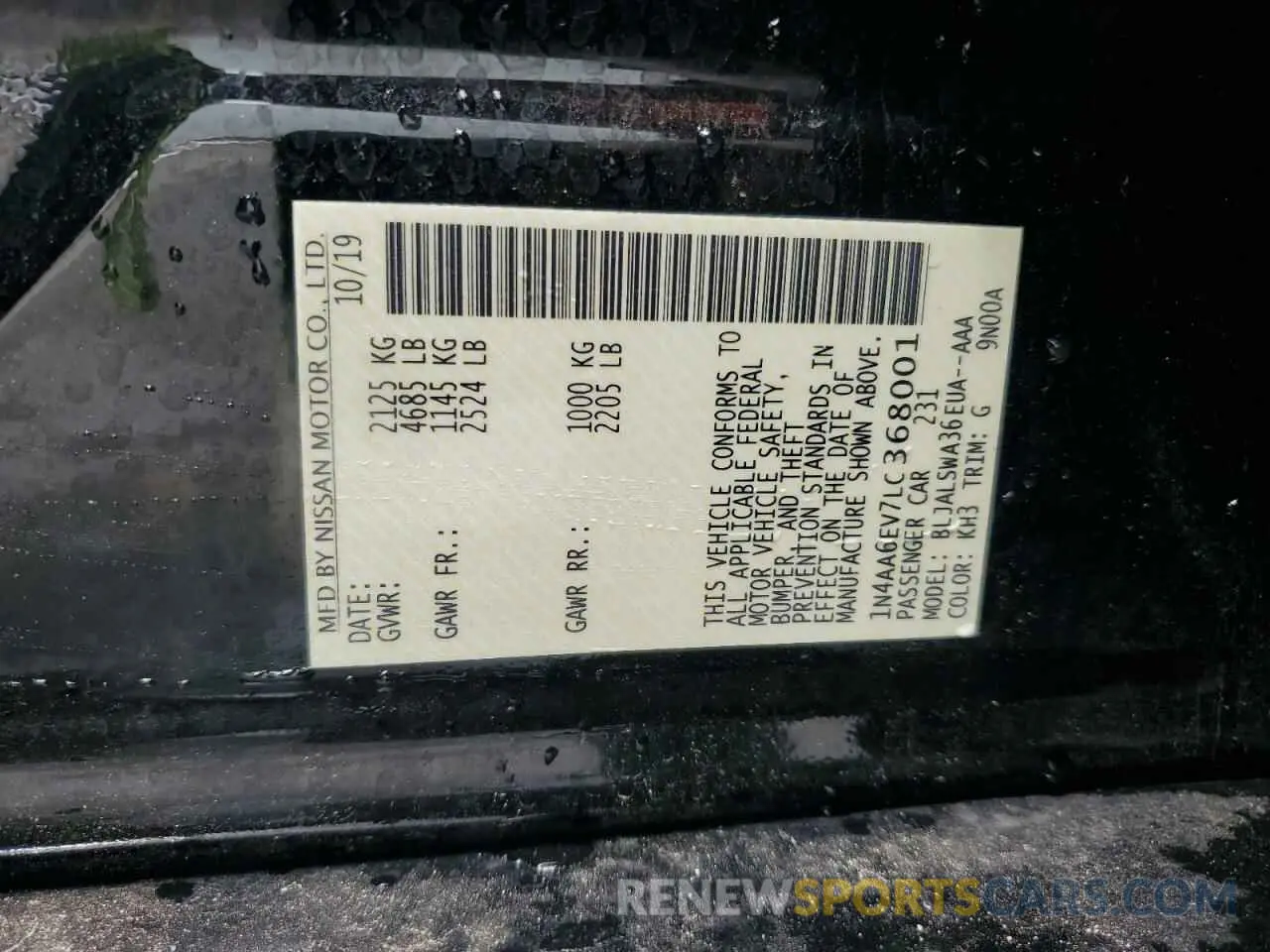12 Photograph of a damaged car 1N4AA6EV7LC368001 NISSAN MAXIMA 2026