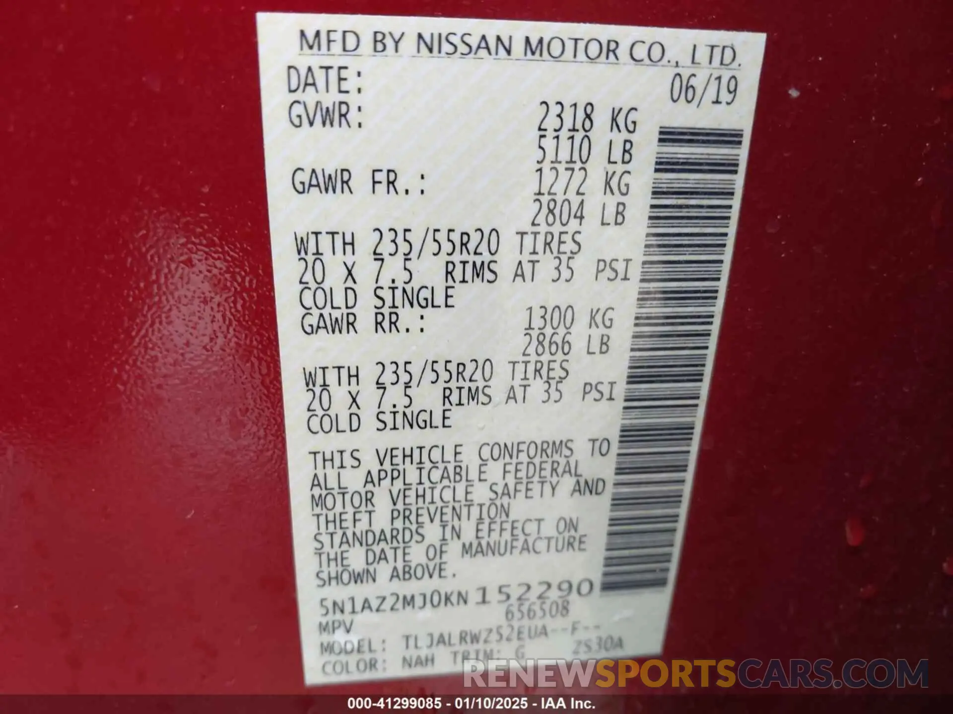9 Photograph of a damaged car 5N1AZ2MJ0KN152290 NISSAN MURANO 2019