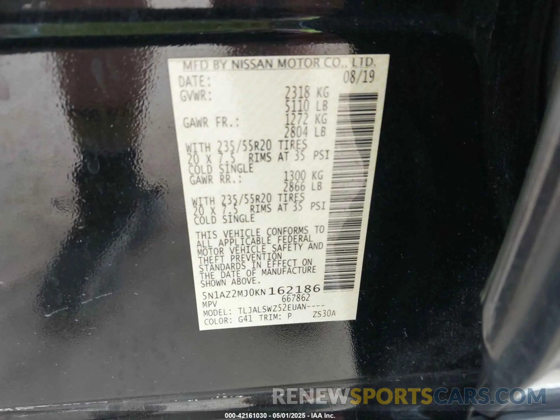 9 Photograph of a damaged car 5N1AZ2MJ0KN162186 NISSAN MURANO 2019
