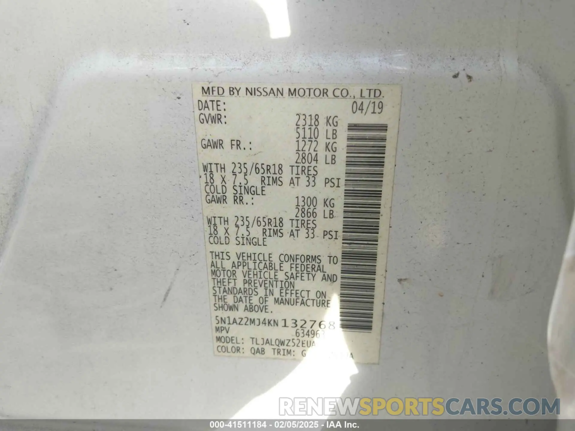 9 Photograph of a damaged car 5N1AZ2MJ4KN132768 NISSAN MURANO 2019