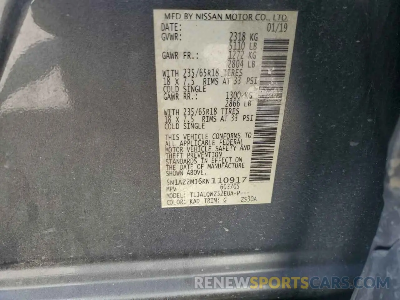 14 Photograph of a damaged car 5N1AZ2MJ6KN110917 NISSAN MURANO 2019