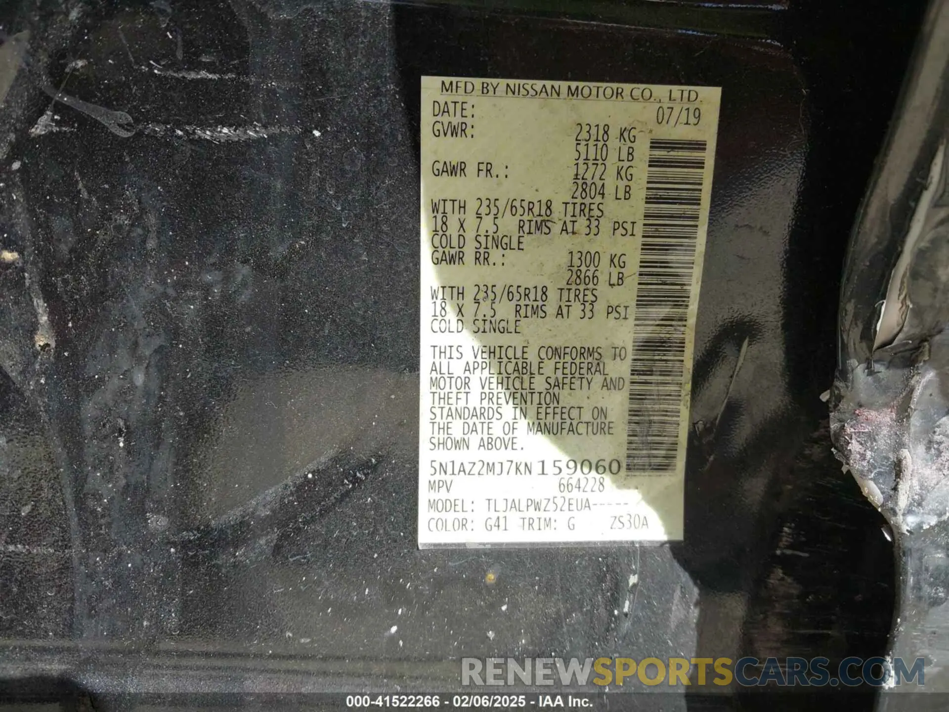 9 Photograph of a damaged car 5N1AZ2MJ7KN159060 NISSAN MURANO 2019