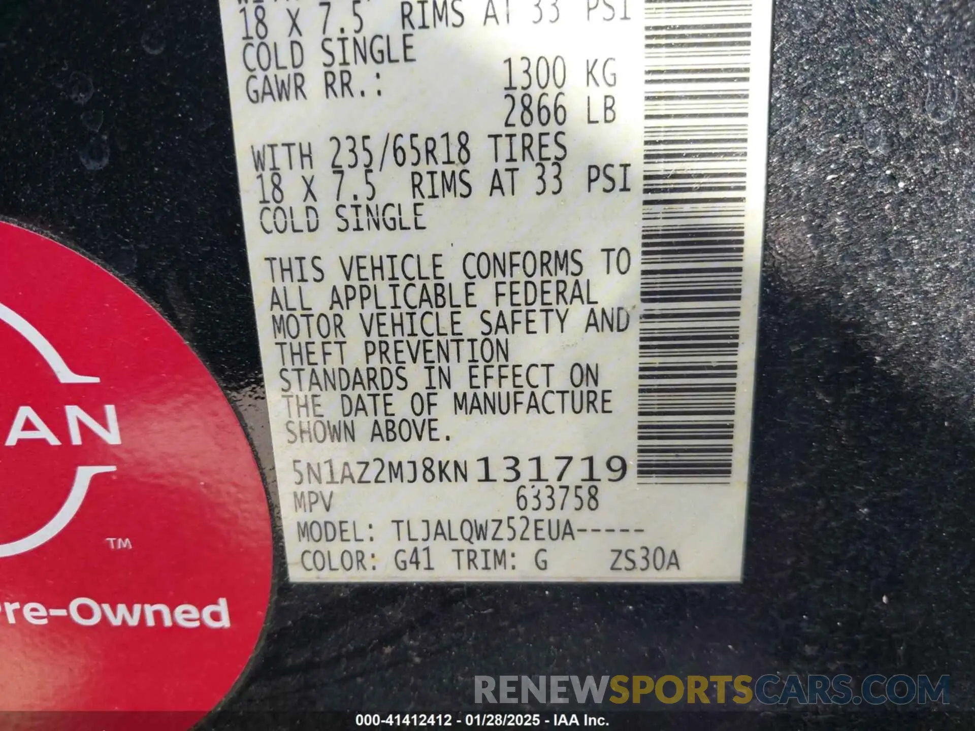 9 Photograph of a damaged car 5N1AZ2MJ8KN131719 NISSAN MURANO 2019