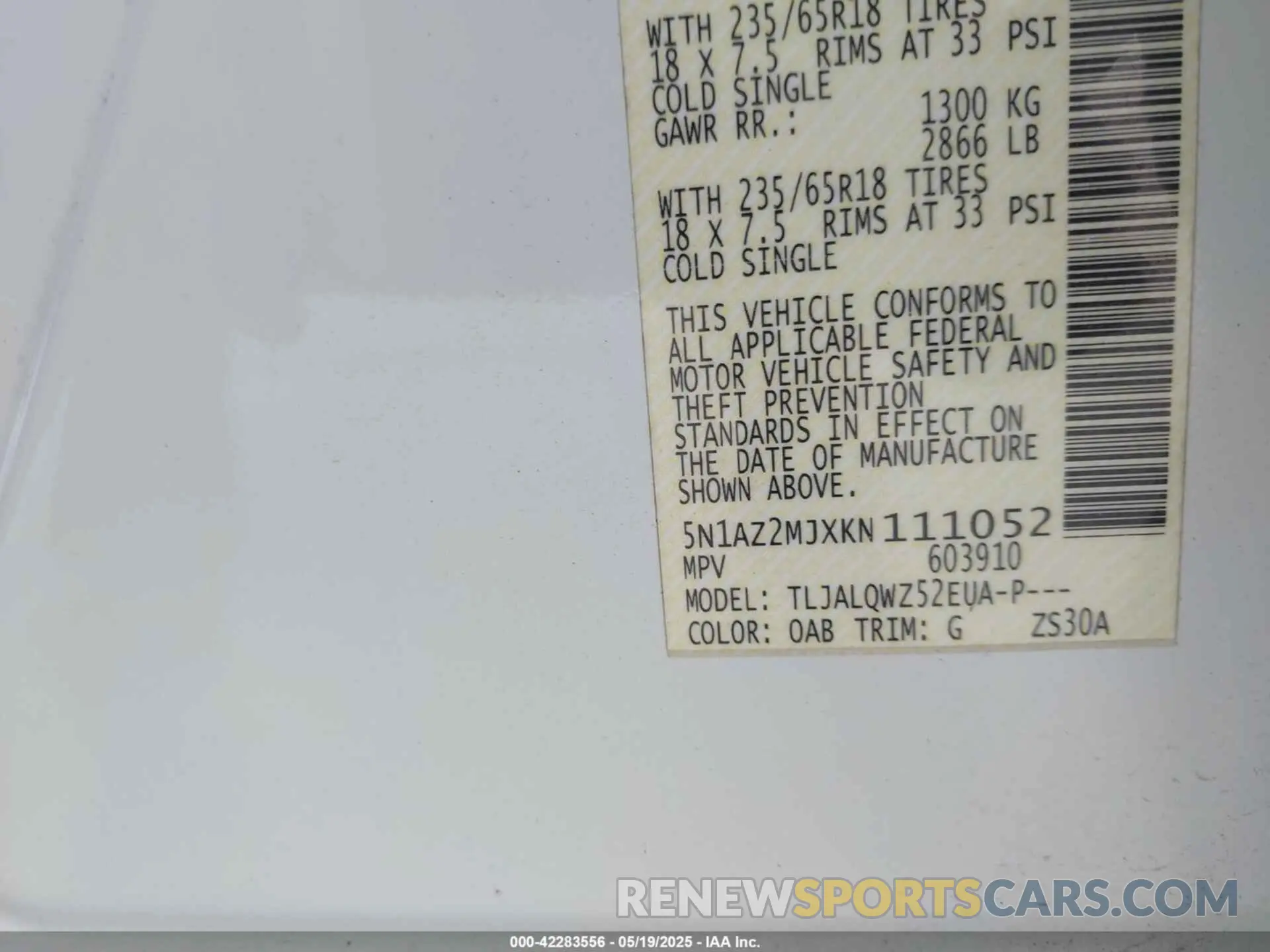 9 Photograph of a damaged car 5N1AZ2MJXKN111052 NISSAN MURANO 2019