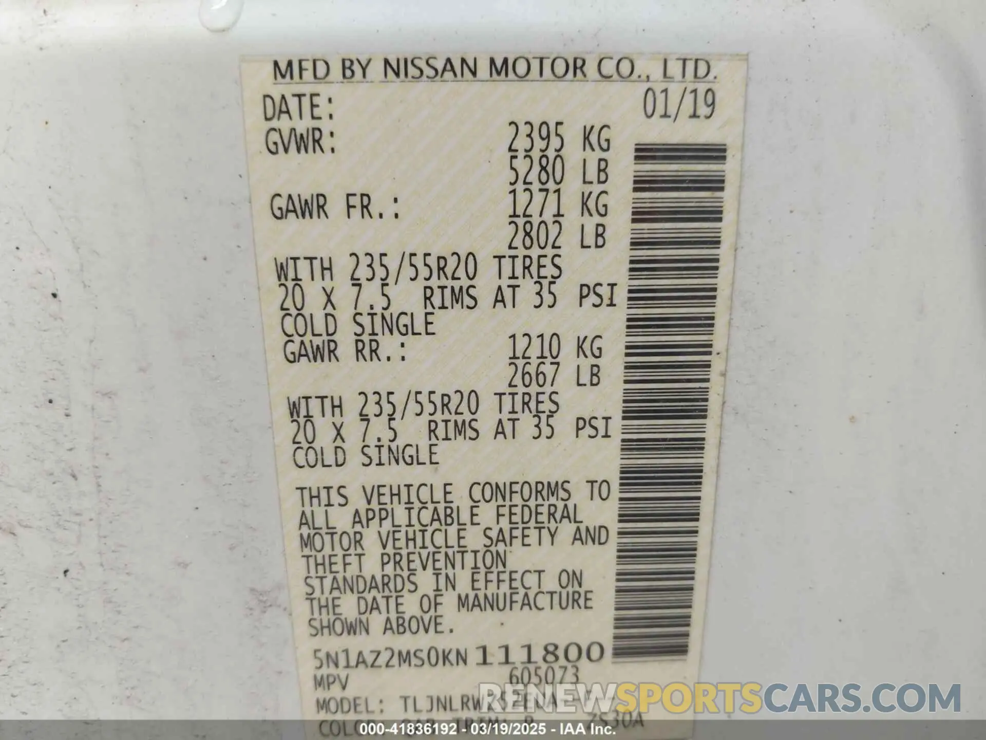 9 Photograph of a damaged car 5N1AZ2MS0KN111800 NISSAN MURANO 2019