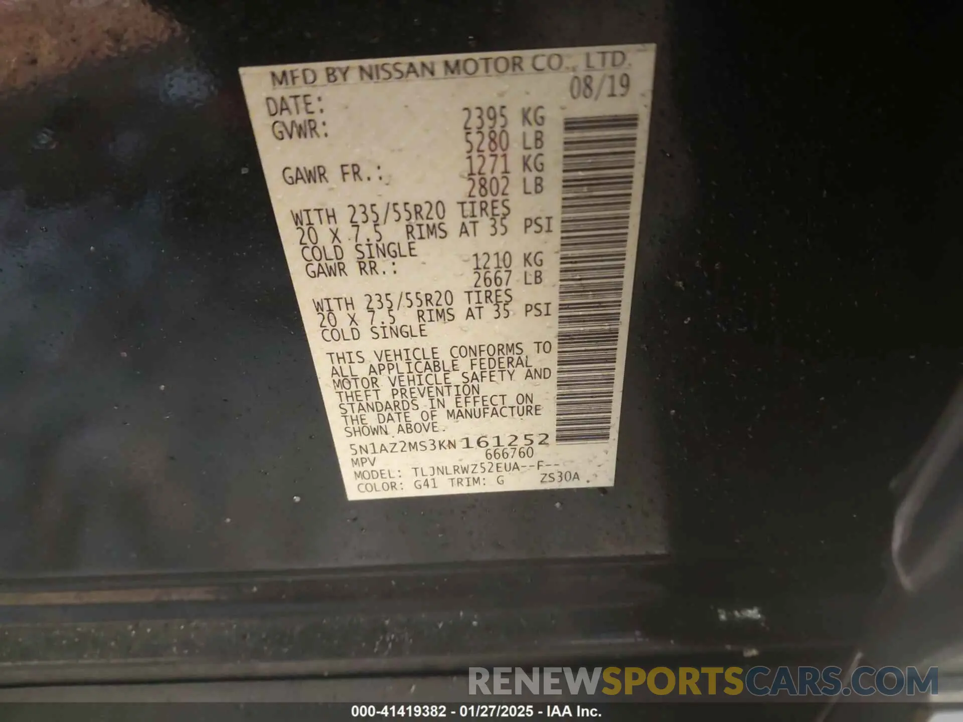 9 Photograph of a damaged car 5N1AZ2MS3KN161252 NISSAN MURANO 2019
