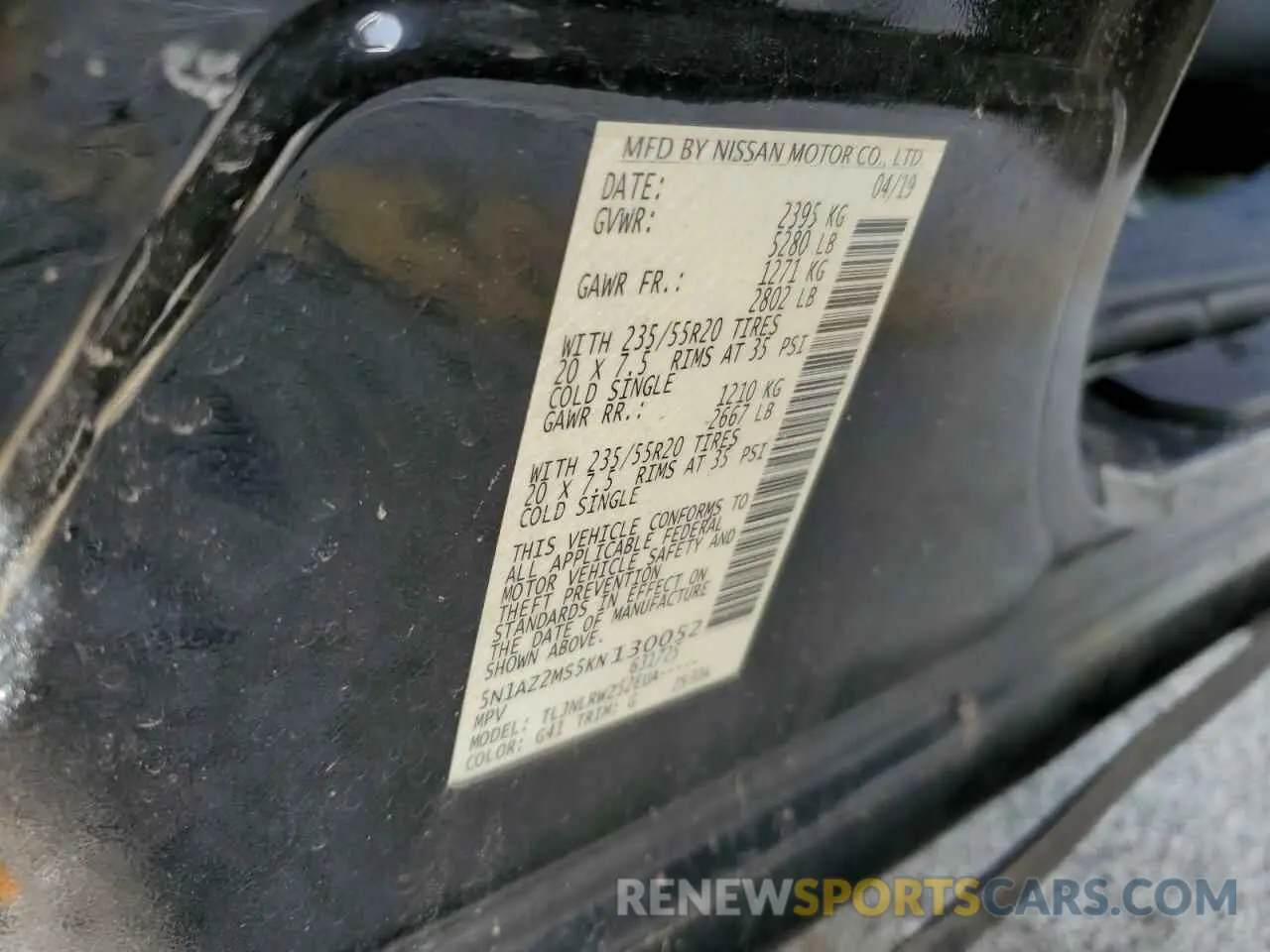 15 Photograph of a damaged car 5N1AZ2MS5KN130052 NISSAN MURANO 2019