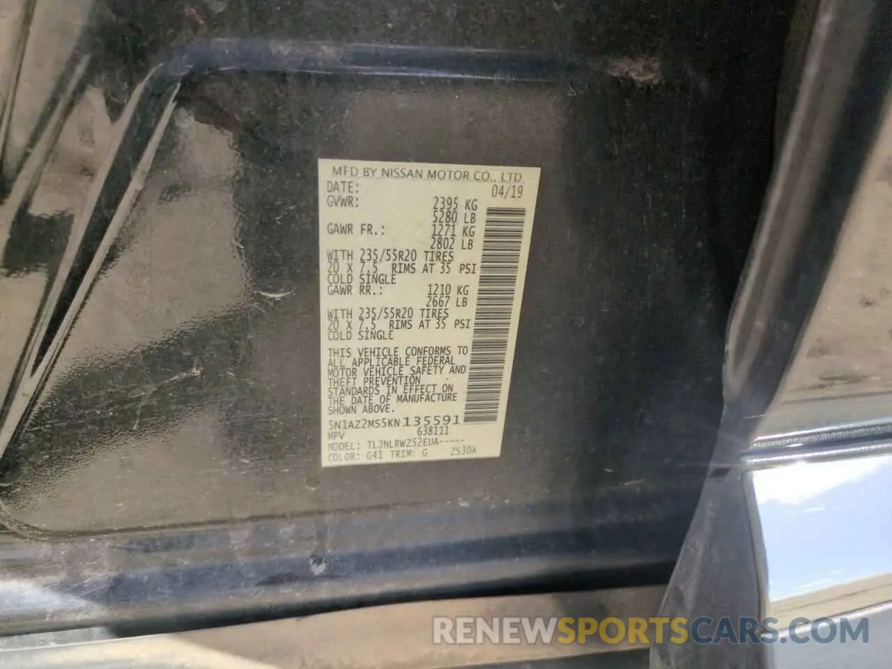 13 Photograph of a damaged car 5N1AZ2MS5KN135591 NISSAN MURANO 2019