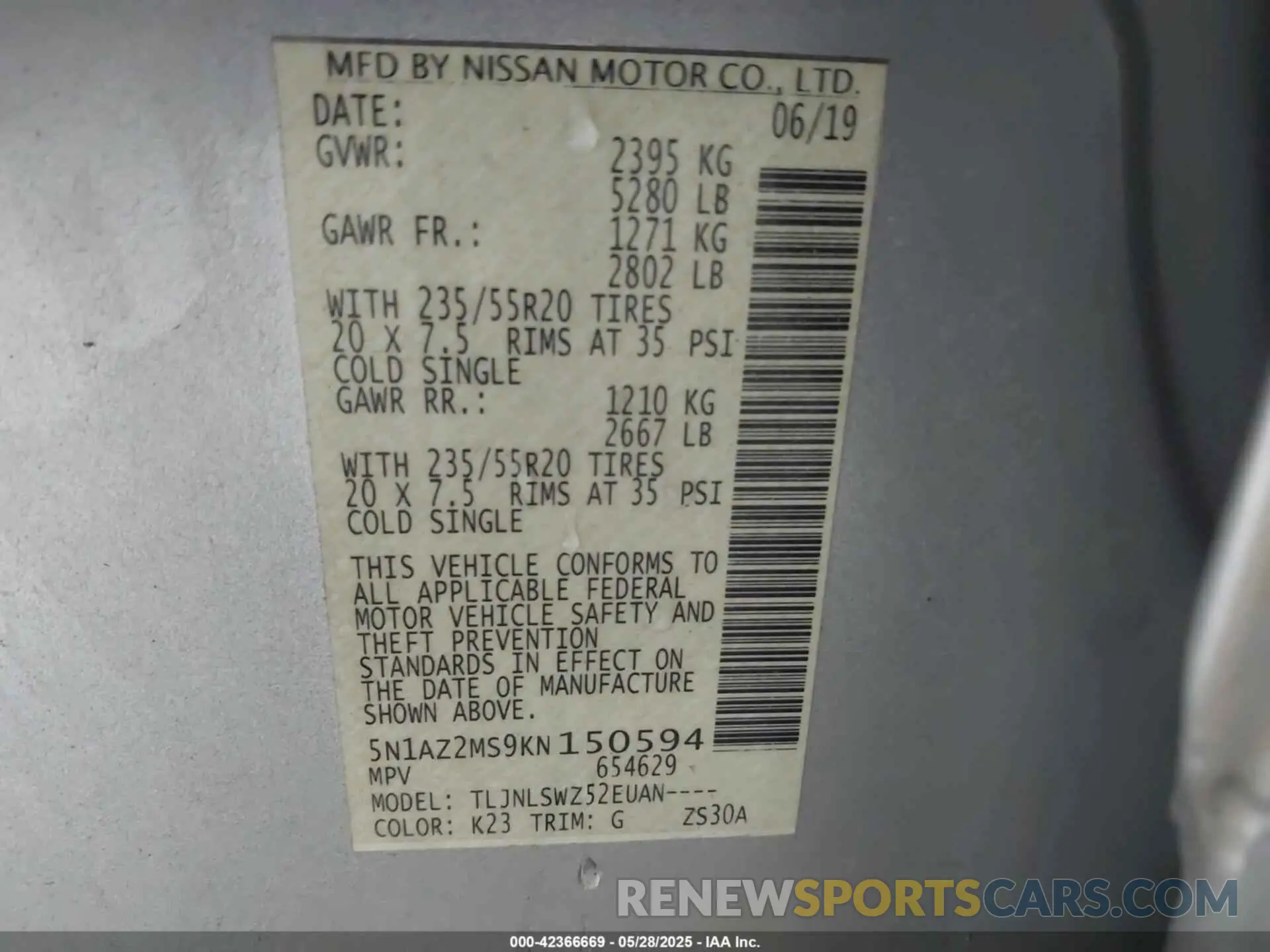 9 Photograph of a damaged car 5N1AZ2MS9KN150594 NISSAN MURANO 2019