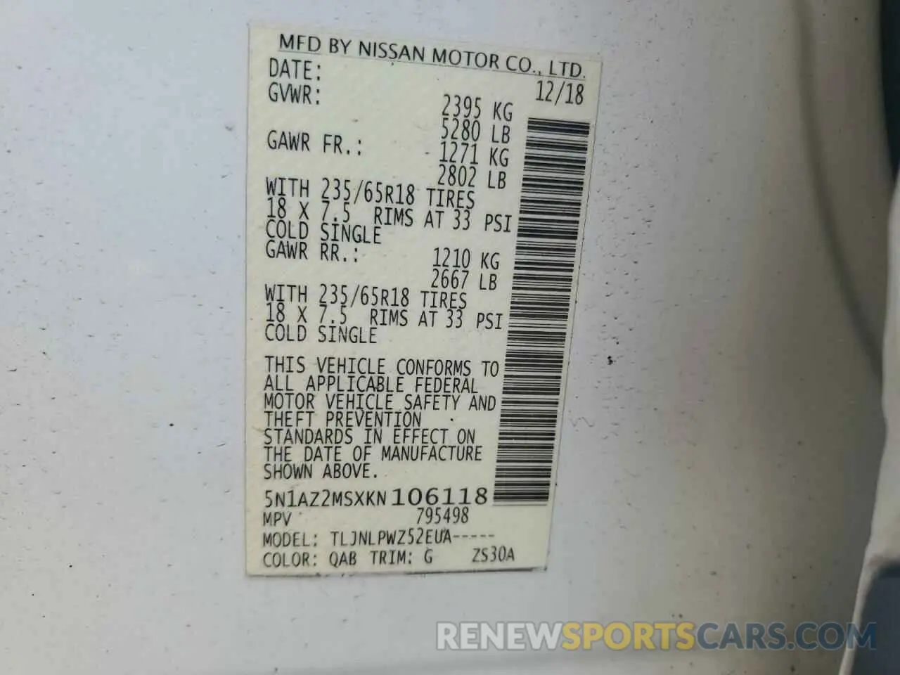 13 Photograph of a damaged car 5N1AZ2MSXKN106118 NISSAN MURANO 2019