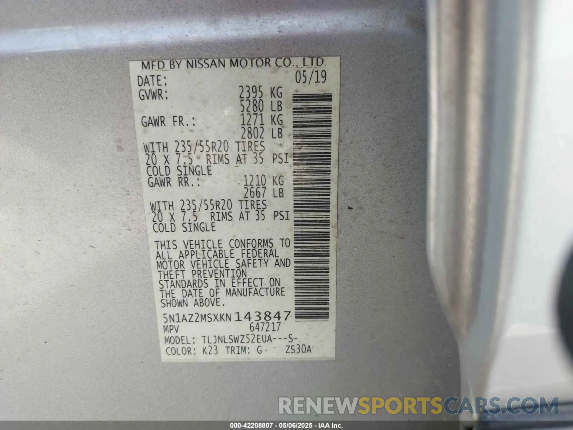 9 Photograph of a damaged car 5N1AZ2MSXKN143847 NISSAN MURANO 2019