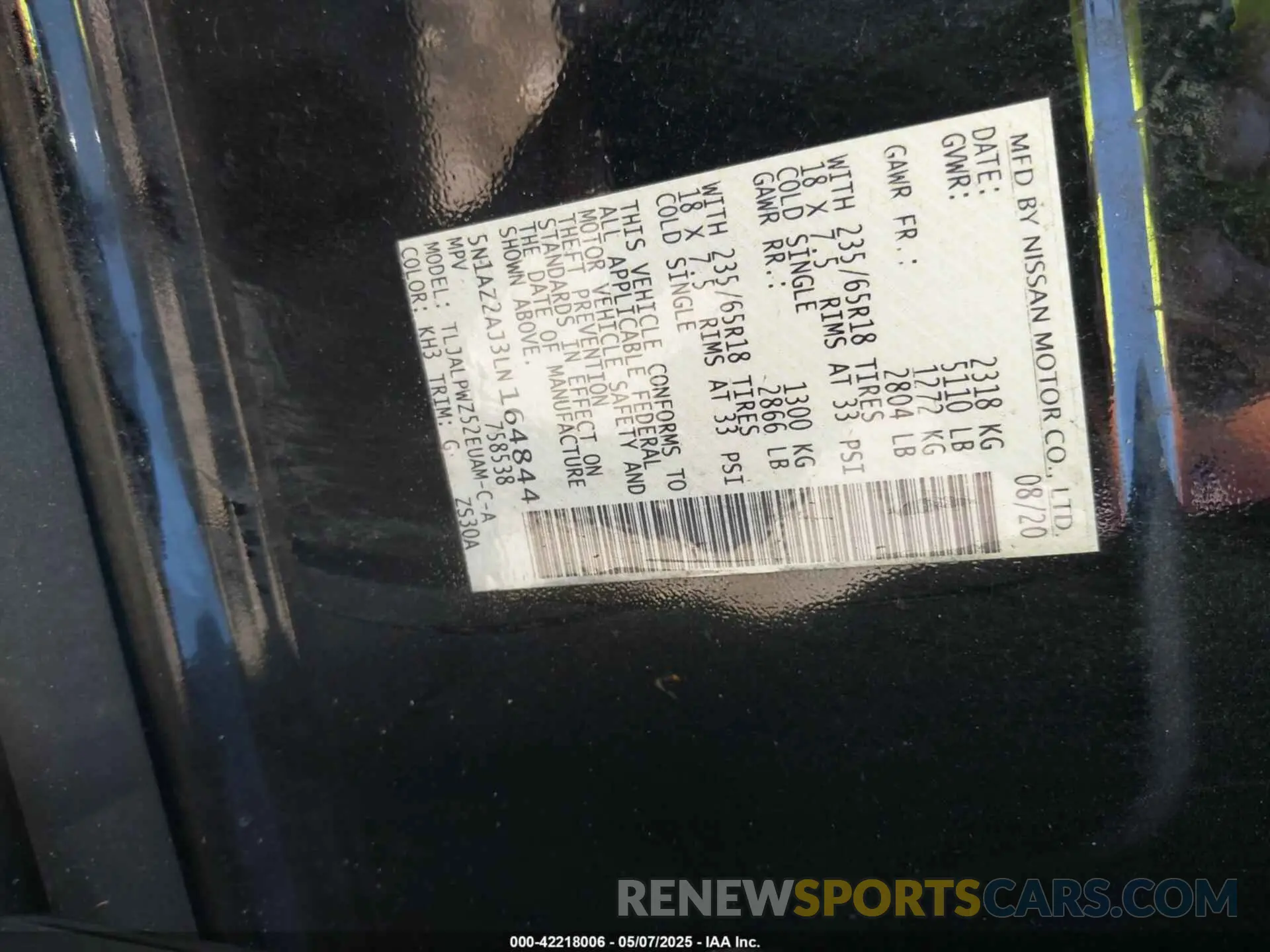 9 Photograph of a damaged car 5N1AZ2AJ3LN164844 NISSAN MURANO 2020