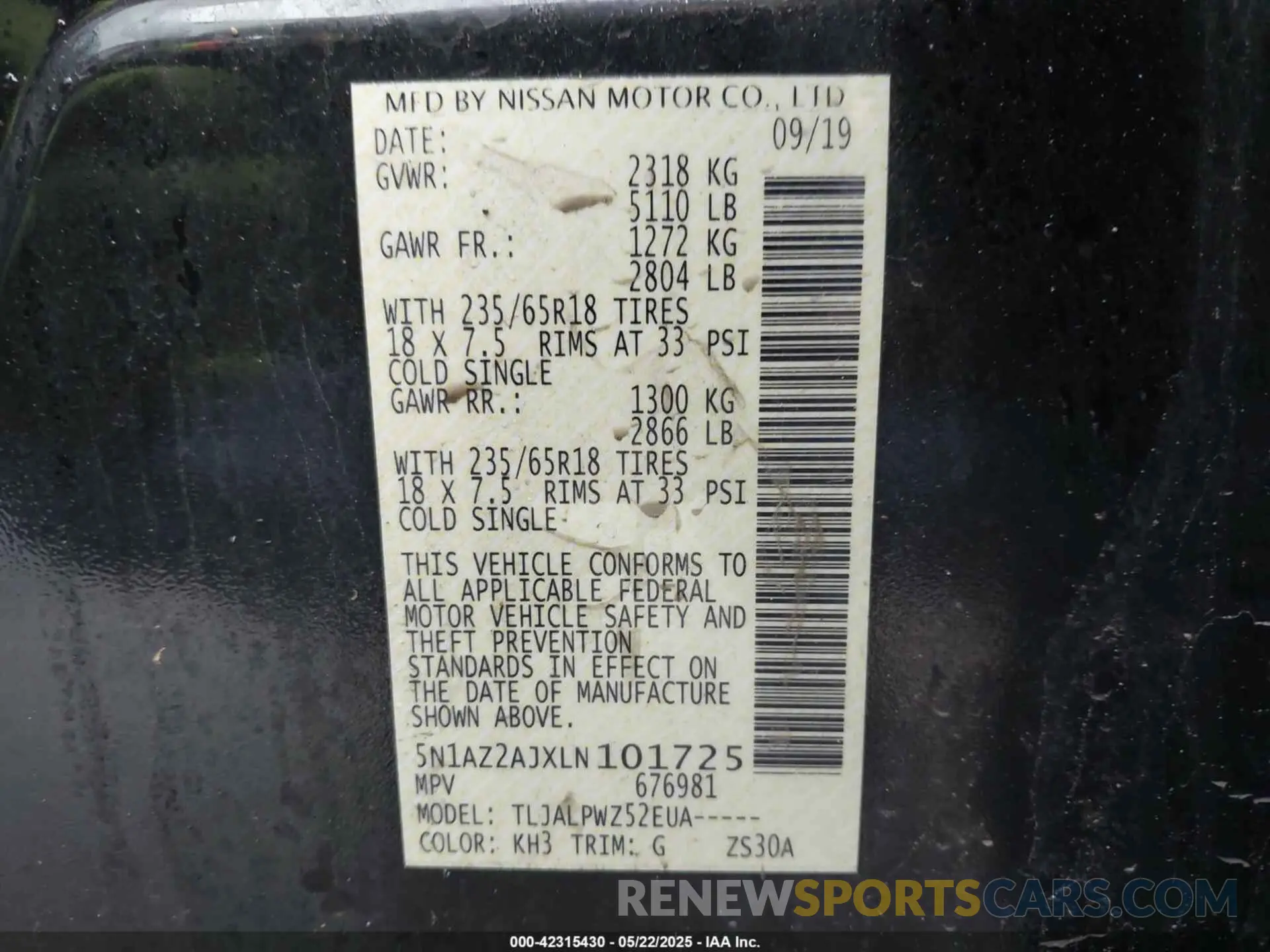 9 Photograph of a damaged car 5N1AZ2AJXLN101725 NISSAN MURANO 2020