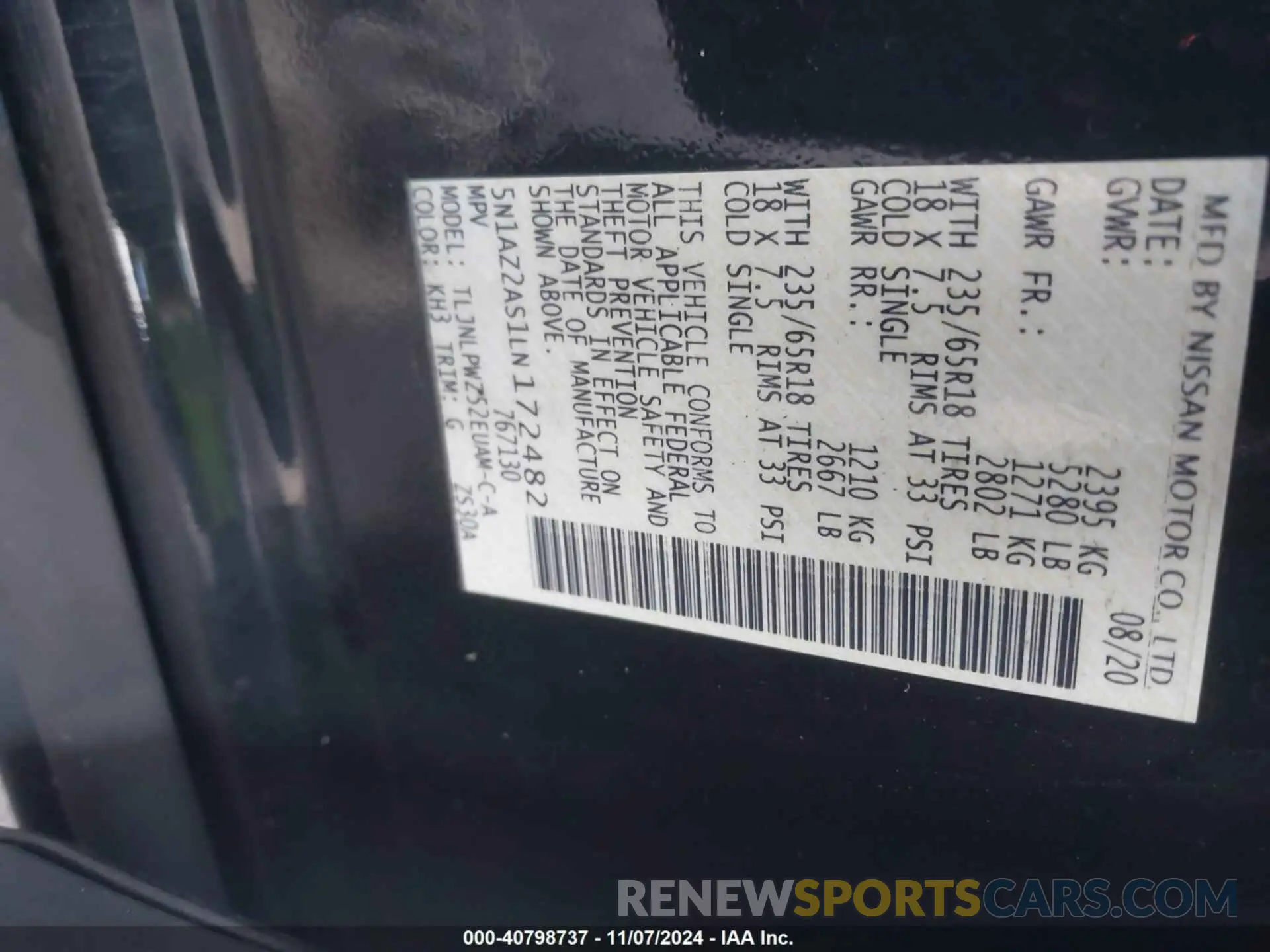 9 Photograph of a damaged car 5N1AZ2AS1LN172482 NISSAN MURANO 2020
