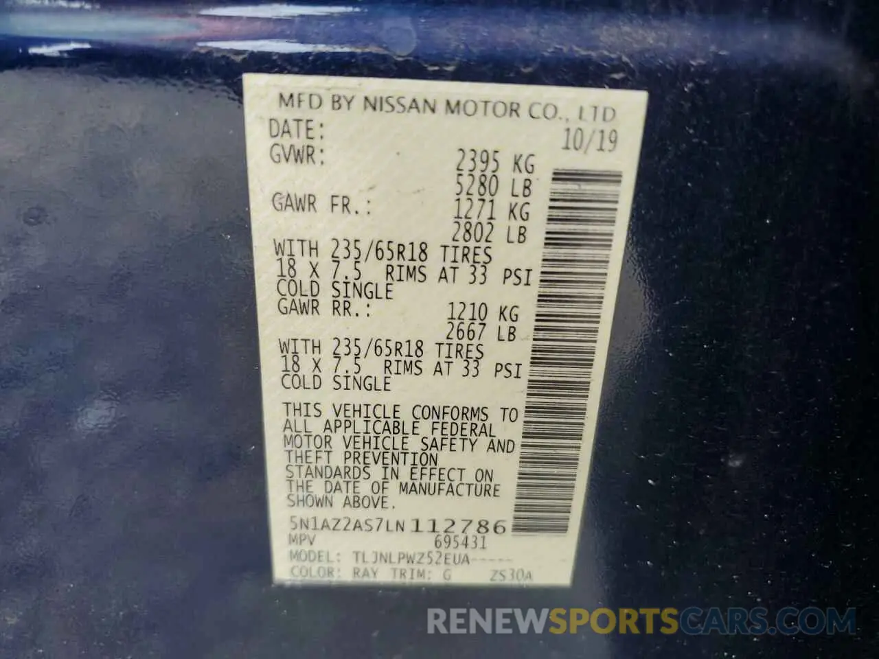 13 Photograph of a damaged car 5N1AZ2AS7LN112786 NISSAN MURANO 2020