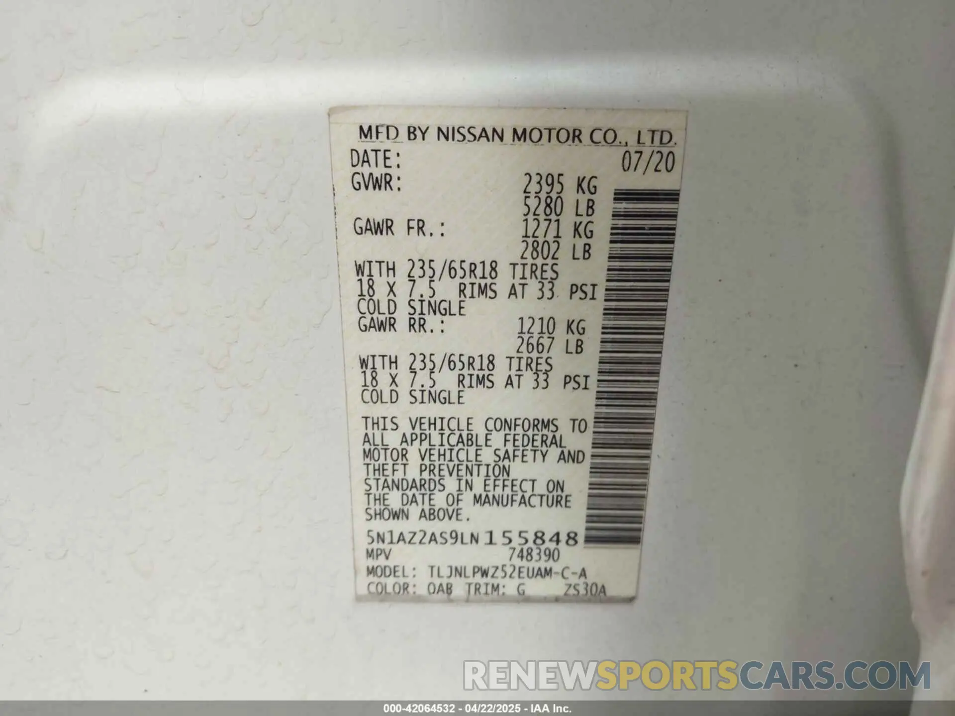 9 Photograph of a damaged car 5N1AZ2AS9LN155848 NISSAN MURANO 2020