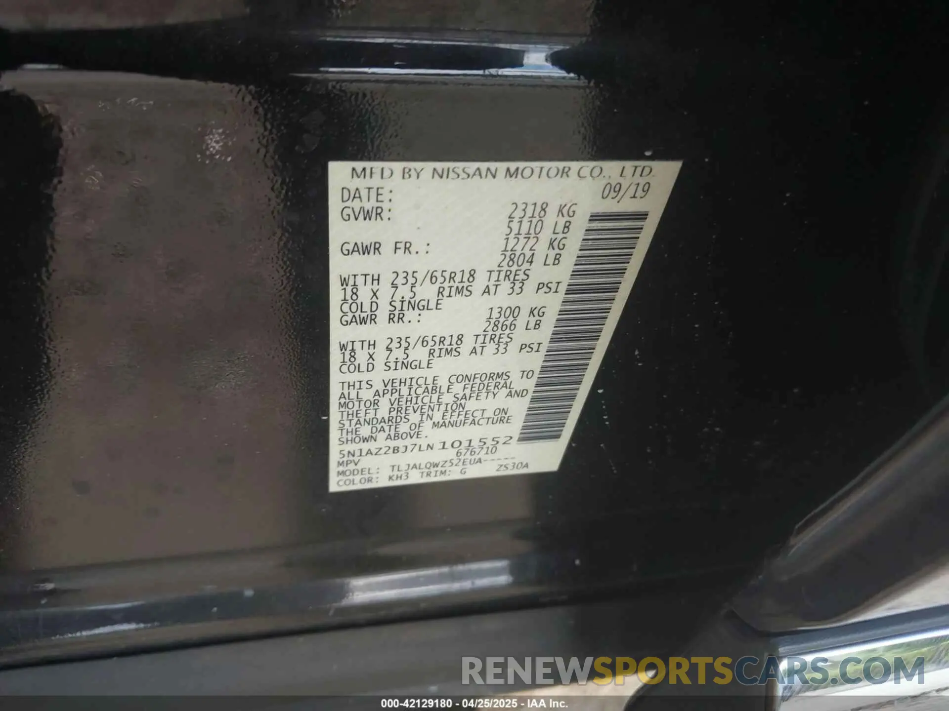 9 Photograph of a damaged car 5N1AZ2BJ7LN101552 NISSAN MURANO 2020