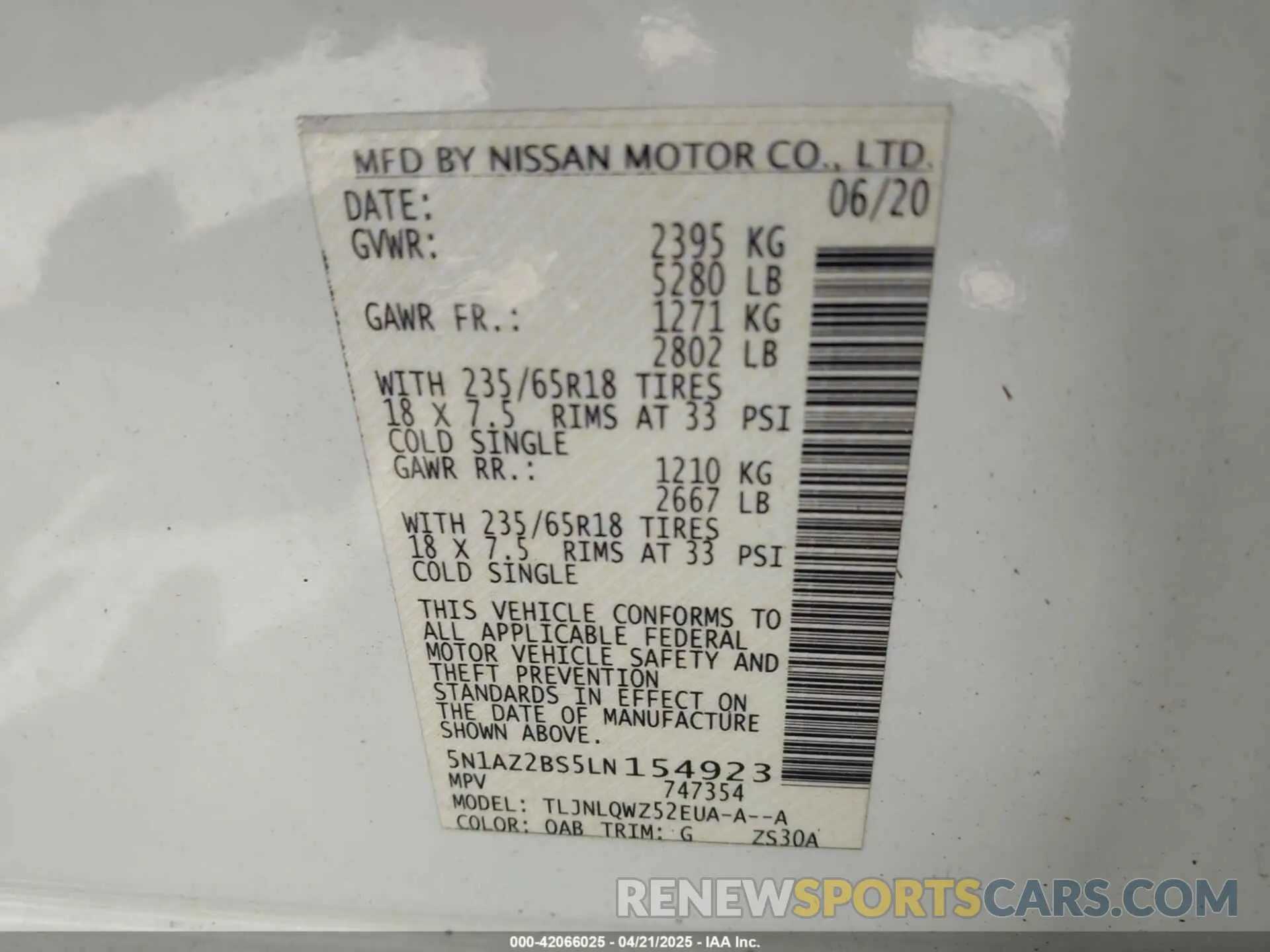 9 Photograph of a damaged car 5N1AZ2BS5LN154923 NISSAN MURANO 2020