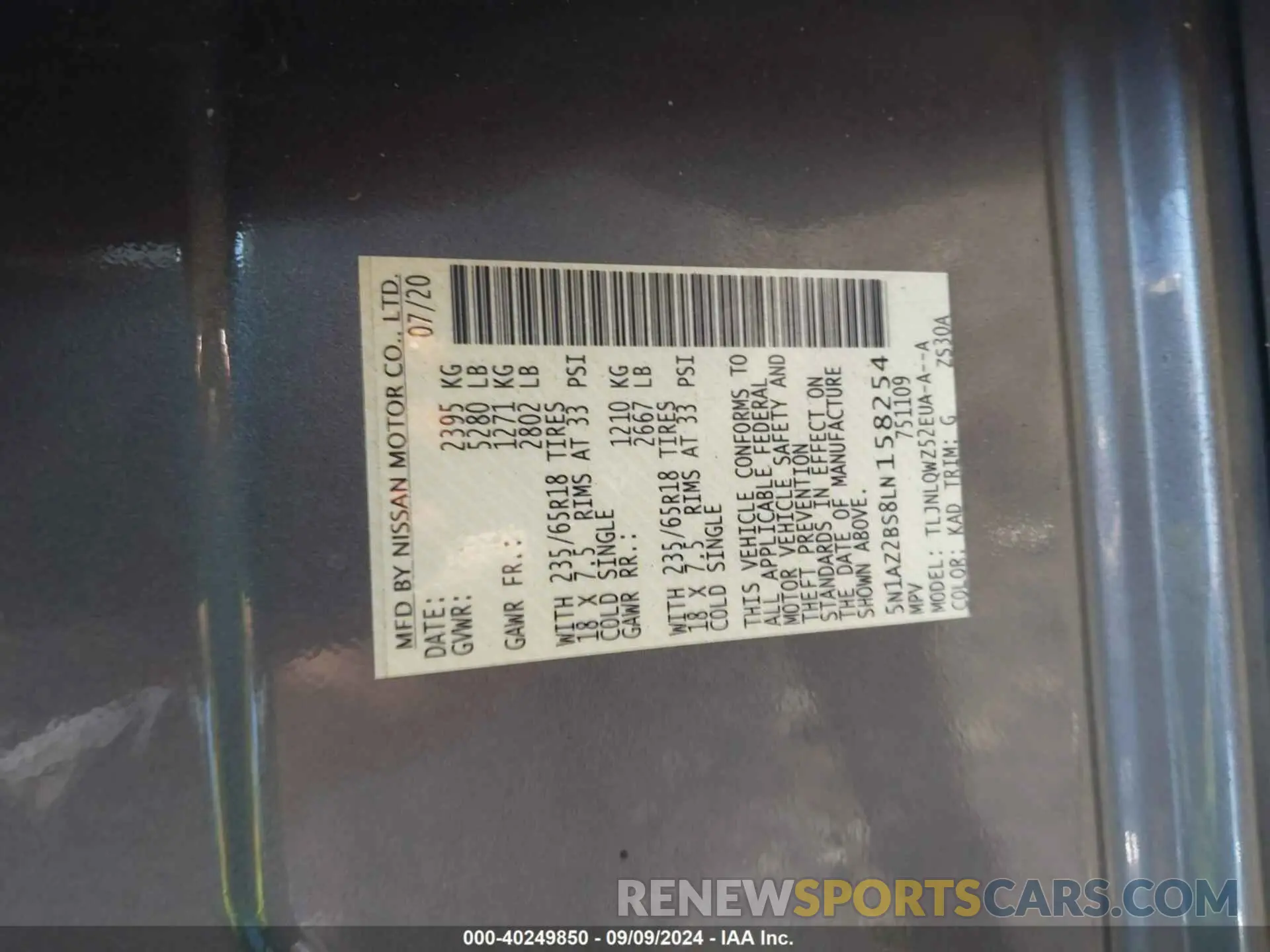 9 Photograph of a damaged car 5N1AZ2BS8LN158254 NISSAN MURANO 2020