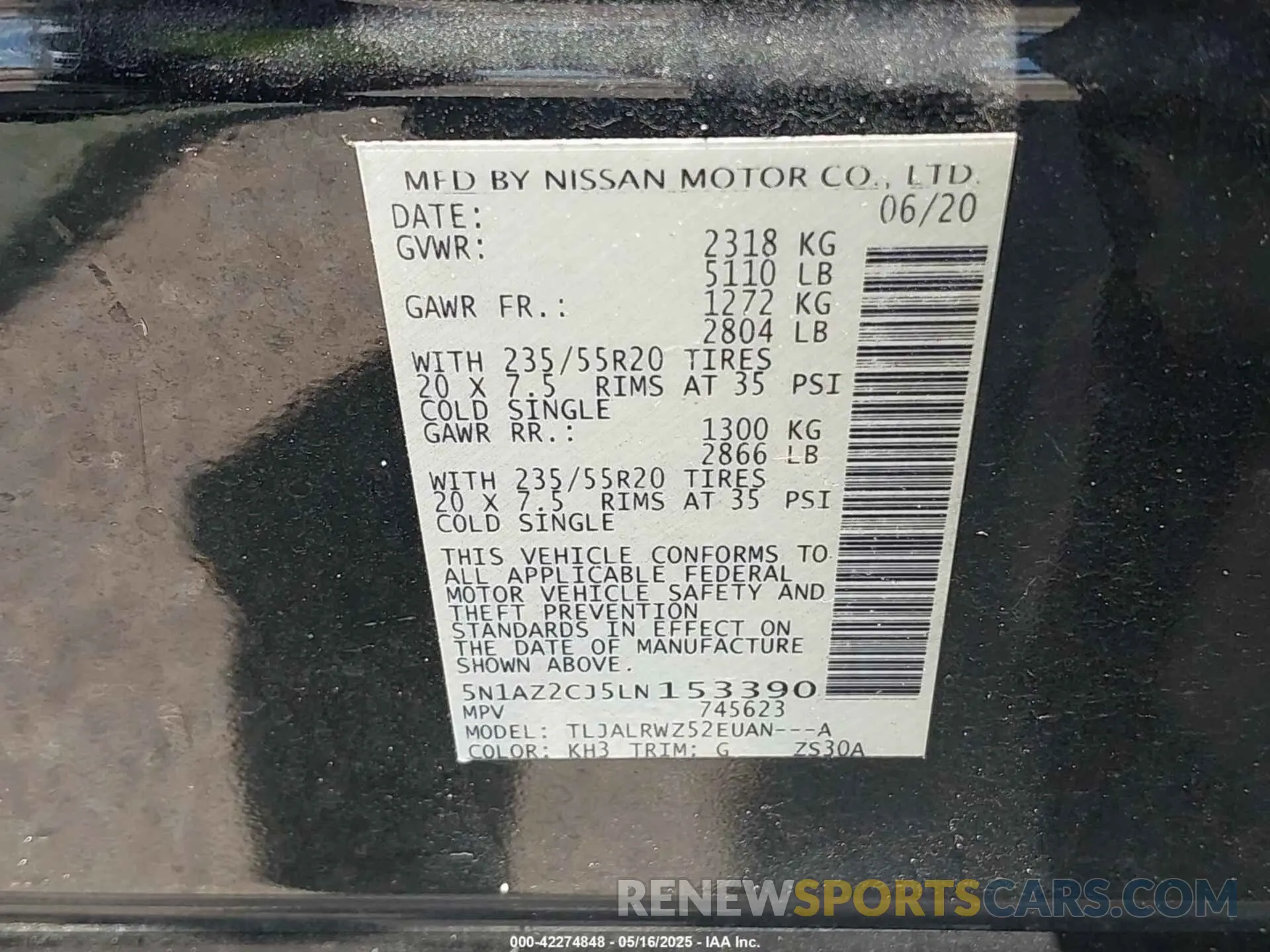 9 Photograph of a damaged car 5N1AZ2CJ5LN153390 NISSAN MURANO 2020