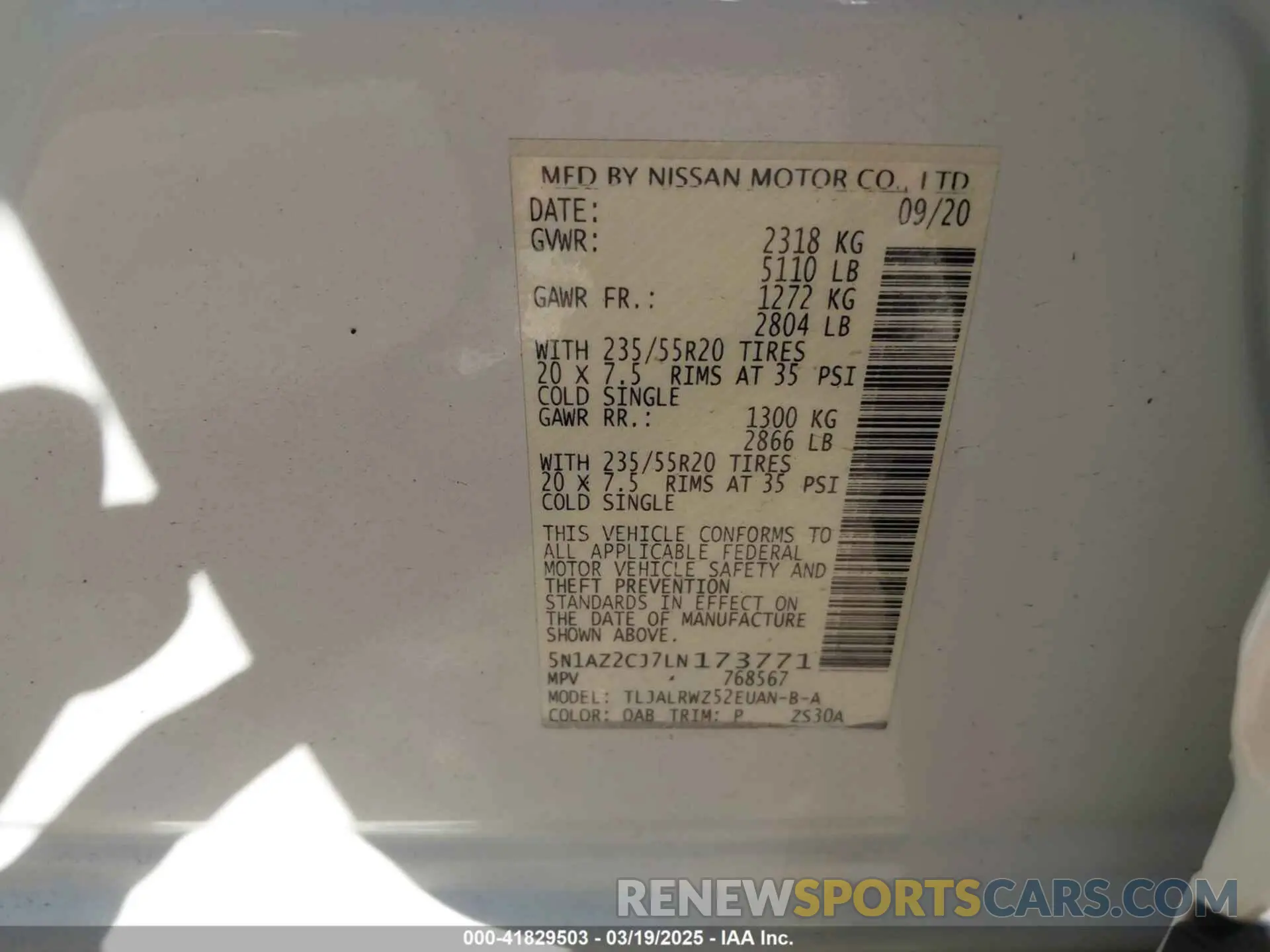 9 Photograph of a damaged car 5N1AZ2CJ7LN173771 NISSAN MURANO 2020