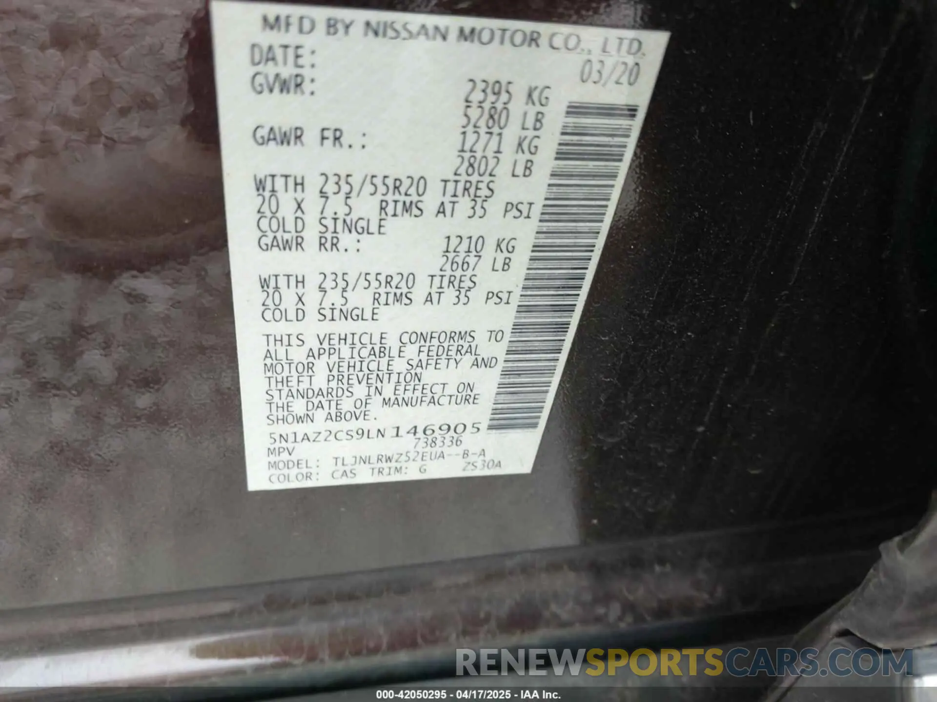 9 Photograph of a damaged car 5N1AZ2CS9LN146905 NISSAN MURANO 2020