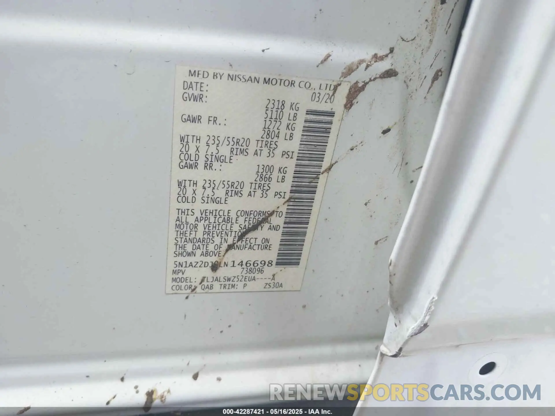 9 Photograph of a damaged car 5N1AZ2DJ0LN146698 NISSAN MURANO 2020