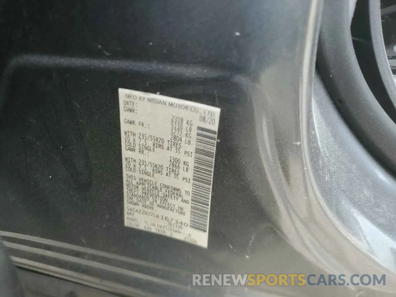 13 Photograph of a damaged car 5N1AZ2DJ7LN167340 NISSAN MURANO 2020