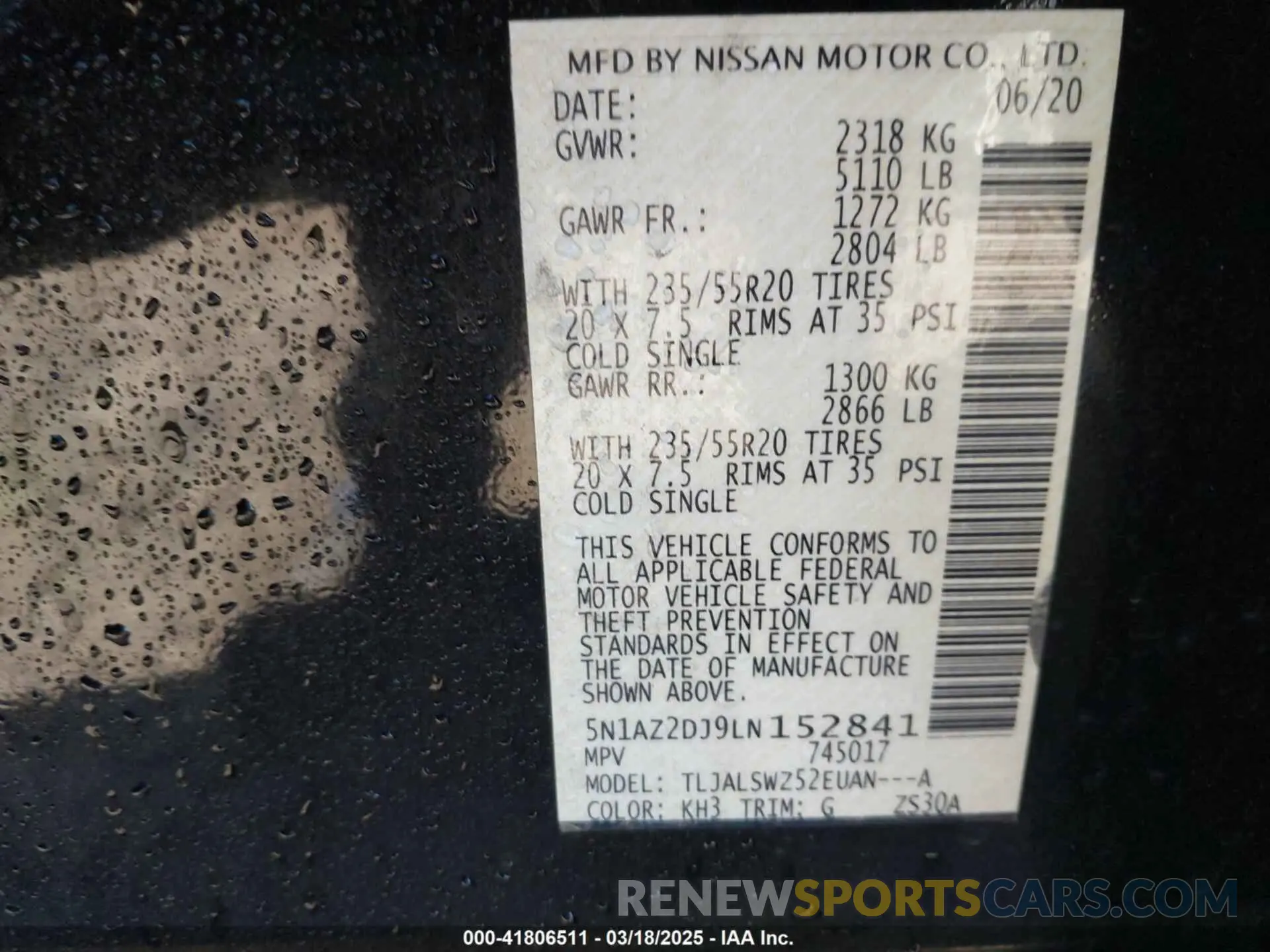 9 Photograph of a damaged car 5N1AZ2DJ9LN152841 NISSAN MURANO 2020