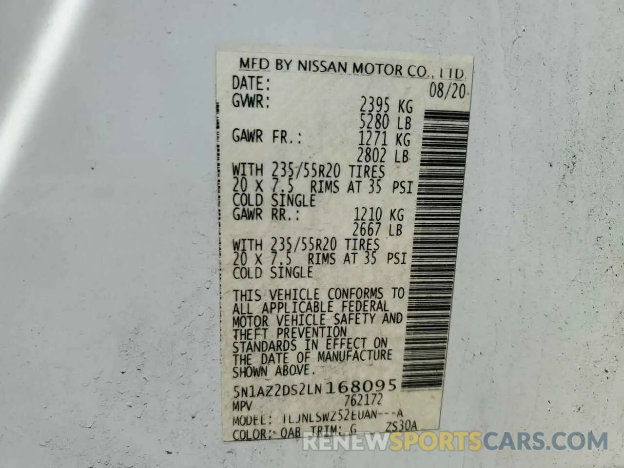 16 Photograph of a damaged car 5N1AZ2DS2LN168095 NISSAN MURANO 2020