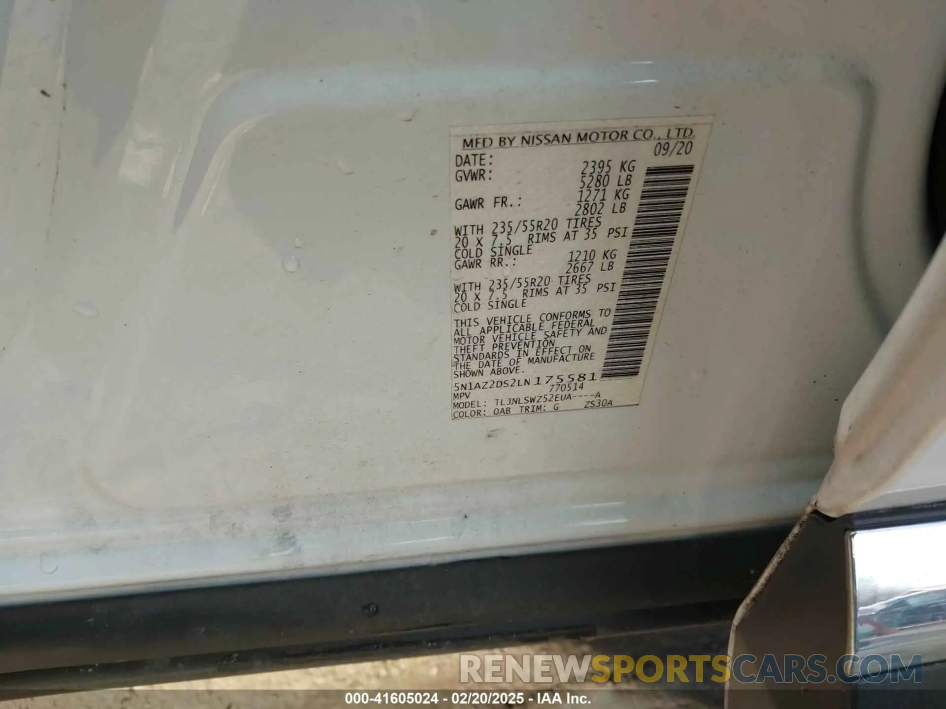 9 Photograph of a damaged car 5N1AZ2DS2LN175581 NISSAN MURANO 2020