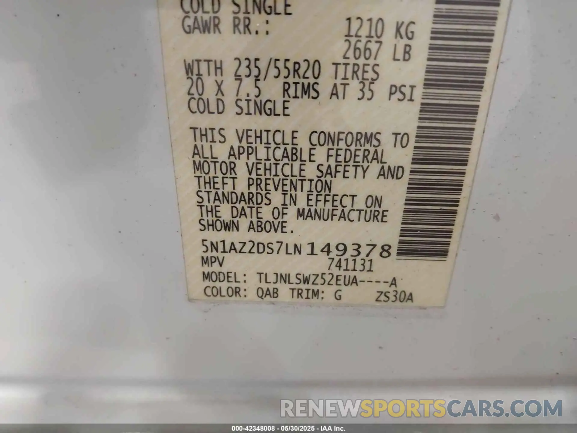 9 Photograph of a damaged car 5N1AZ2DS7LN149378 NISSAN MURANO 2020