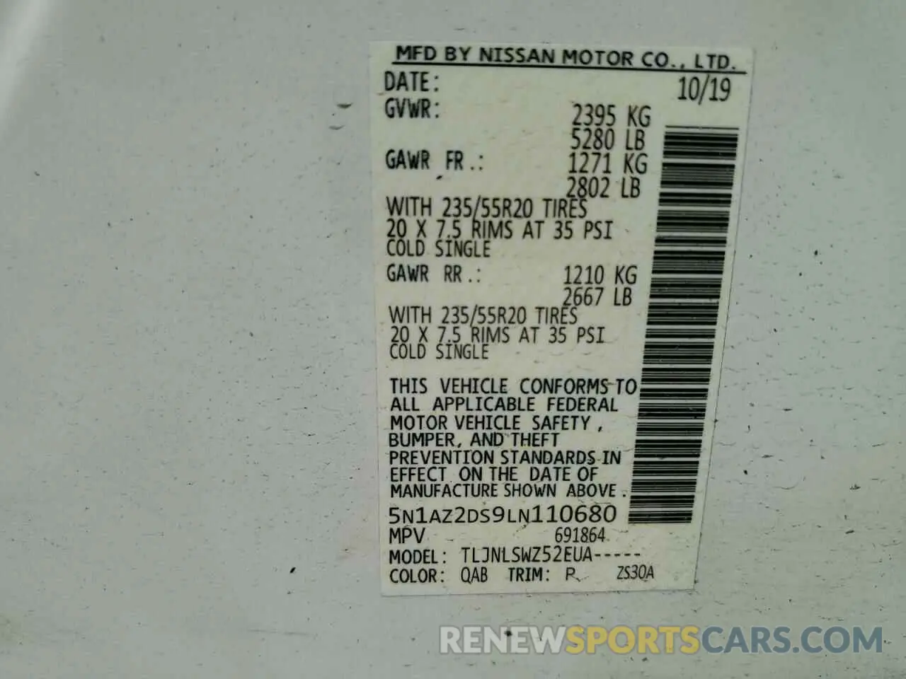 16 Photograph of a damaged car 5N1AZ2DS9LN110680 NISSAN MURANO 2020