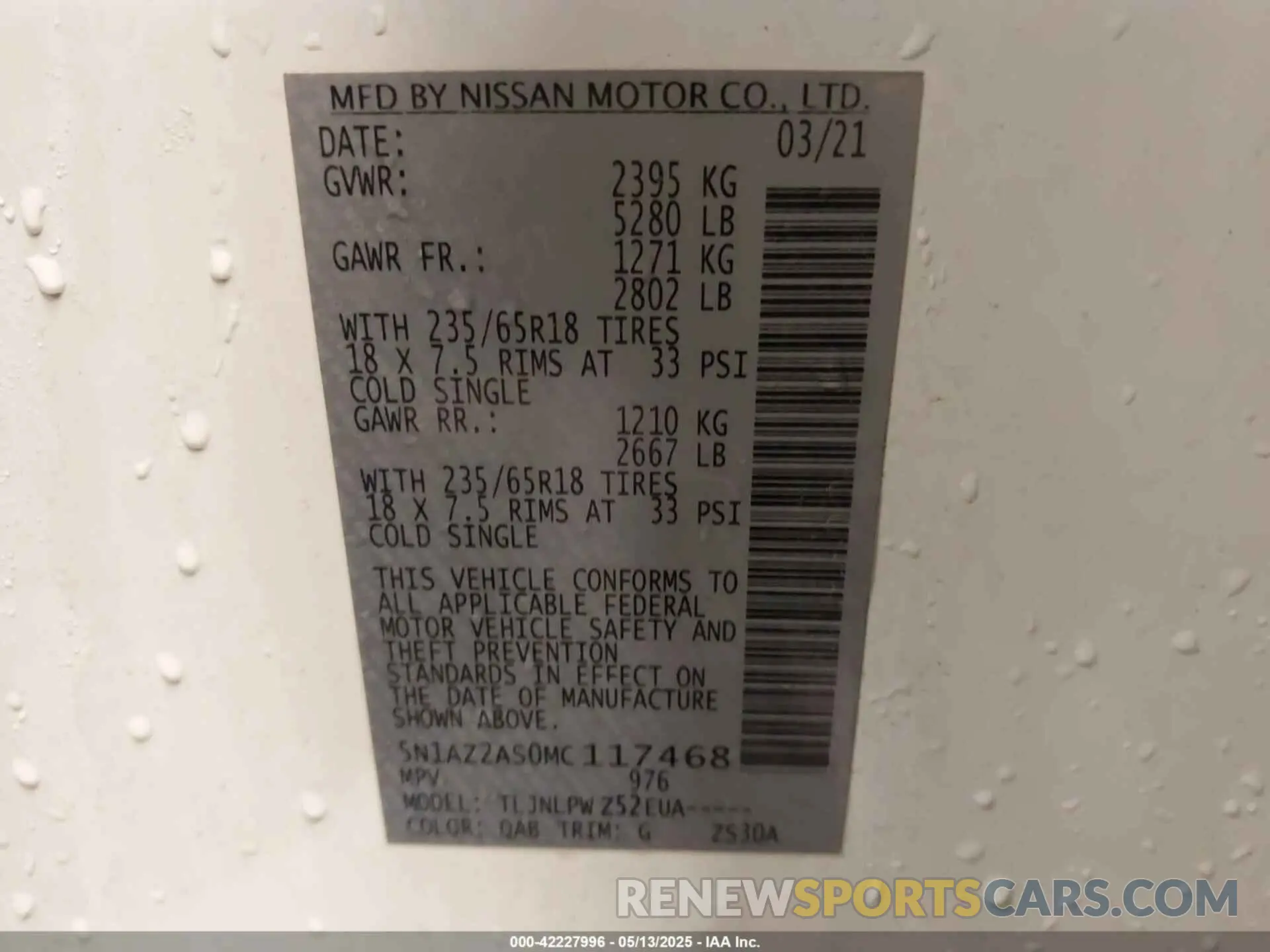 9 Photograph of a damaged car 5N1AZ2AS0MC117468 NISSAN MURANO 2021