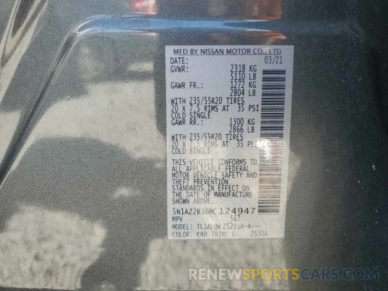 13 Photograph of a damaged car 5N1AZ2BJ6MC124947 NISSAN MURANO 2021