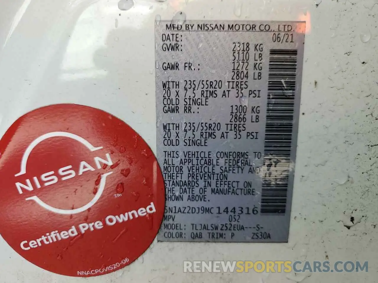 14 Photograph of a damaged car 5N1AZ2DJ9MC144316 NISSAN MURANO 2021