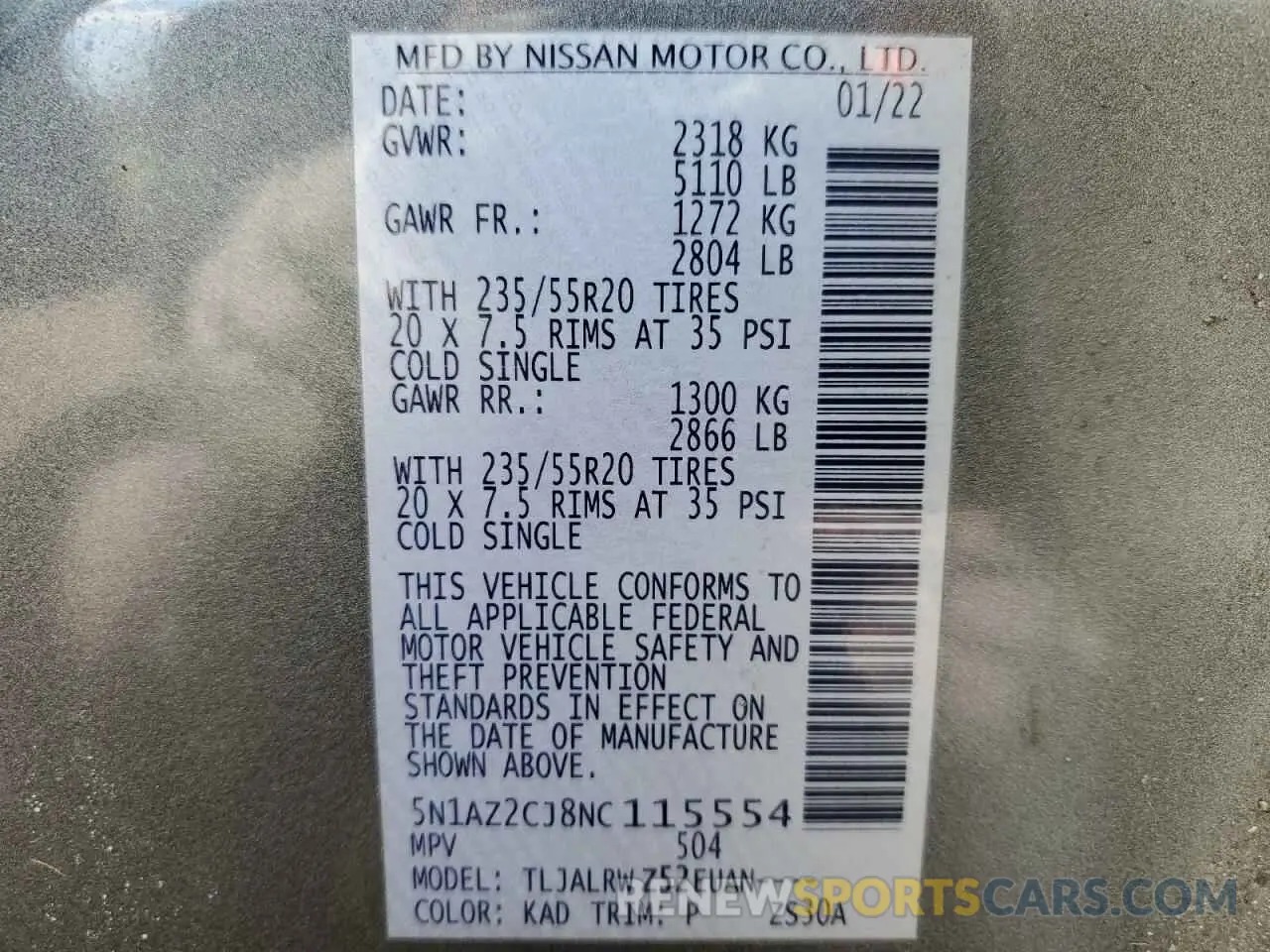 16 Photograph of a damaged car 5N1AZ2CJ8NC115554 NISSAN MURANO 2022