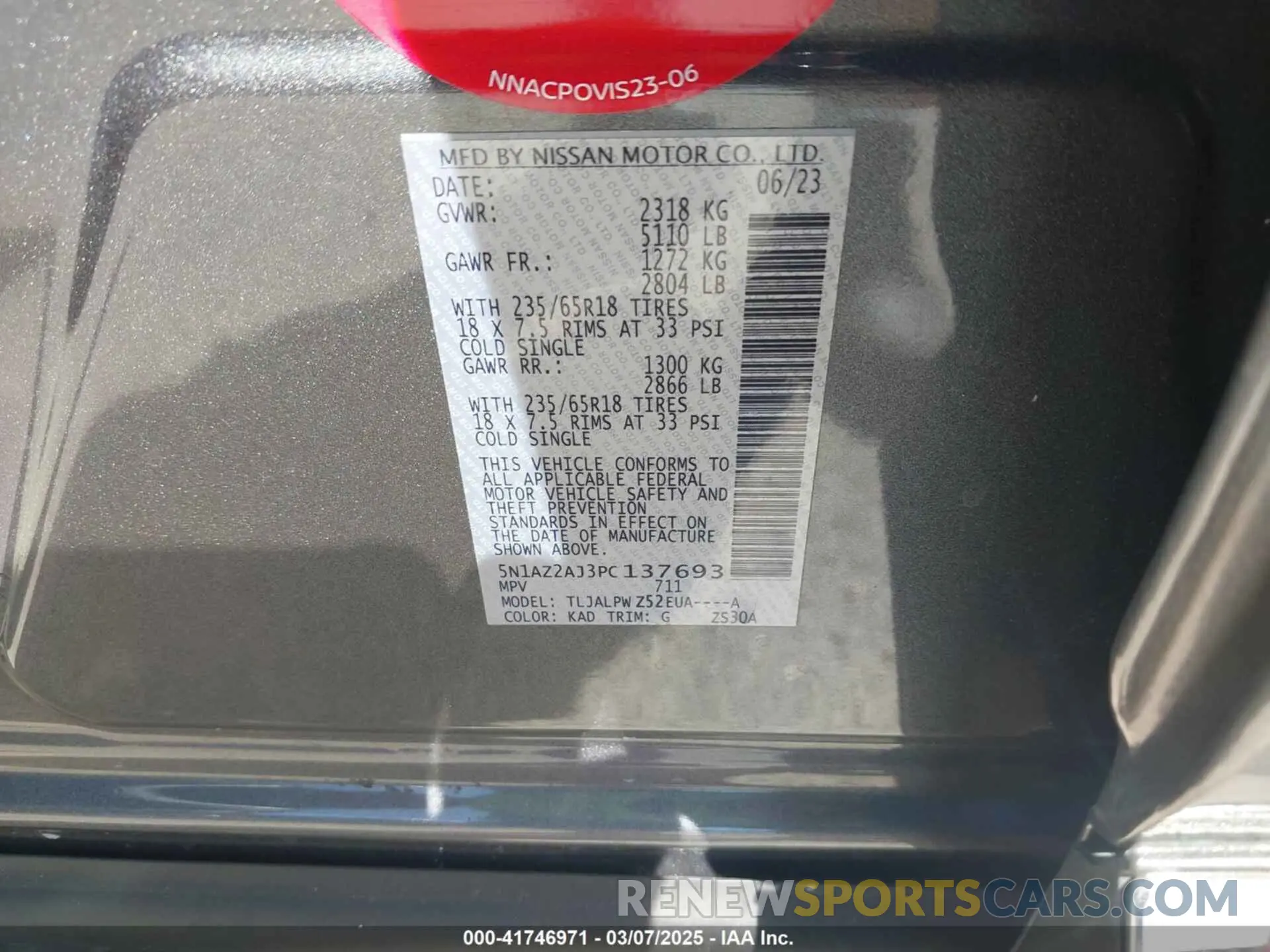 9 Photograph of a damaged car 5N1AZ2AJ3PC137693 NISSAN MURANO 2023