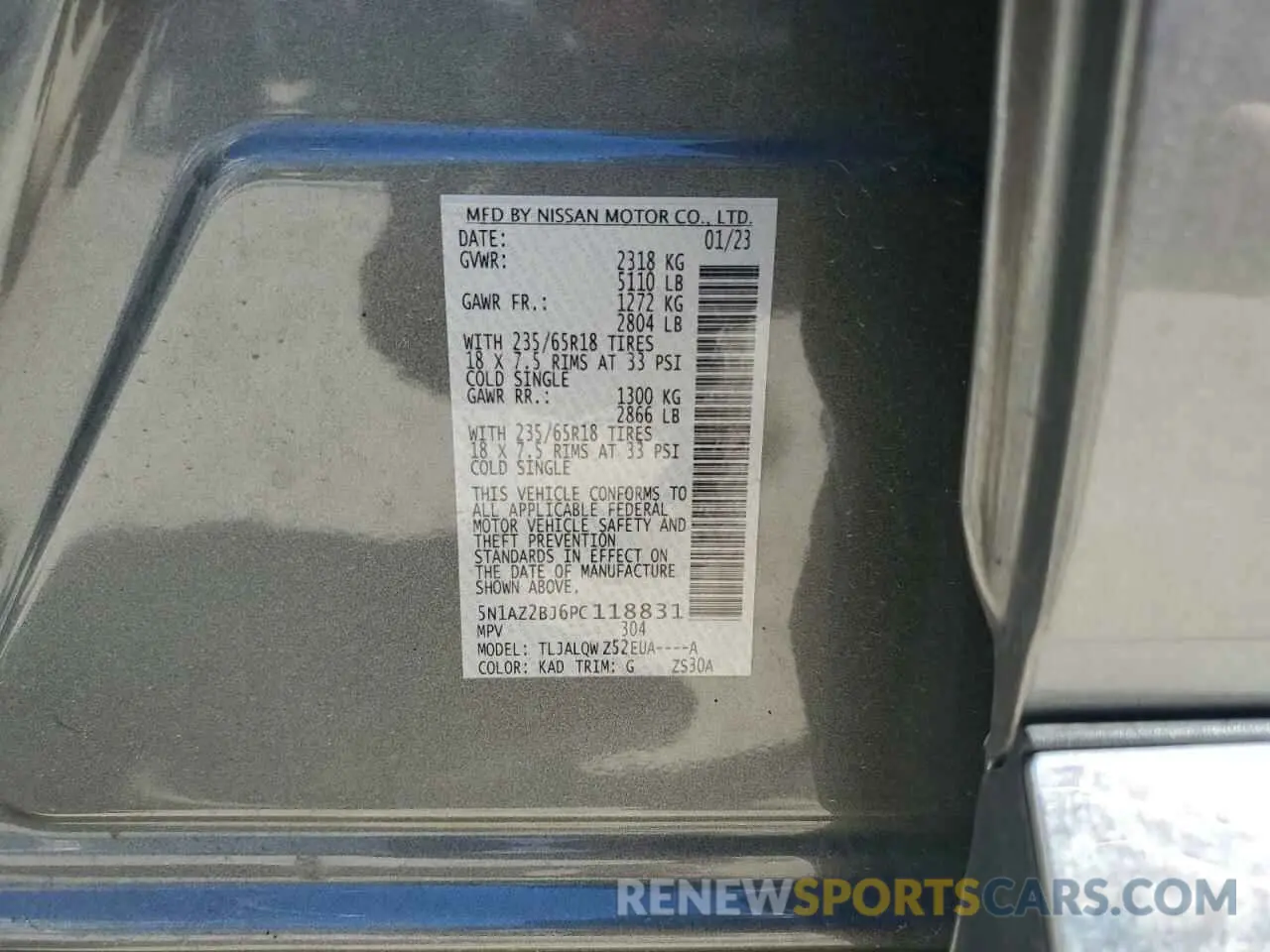 12 Photograph of a damaged car 5N1AZ2BJ6PC118831 NISSAN MURANO 2023