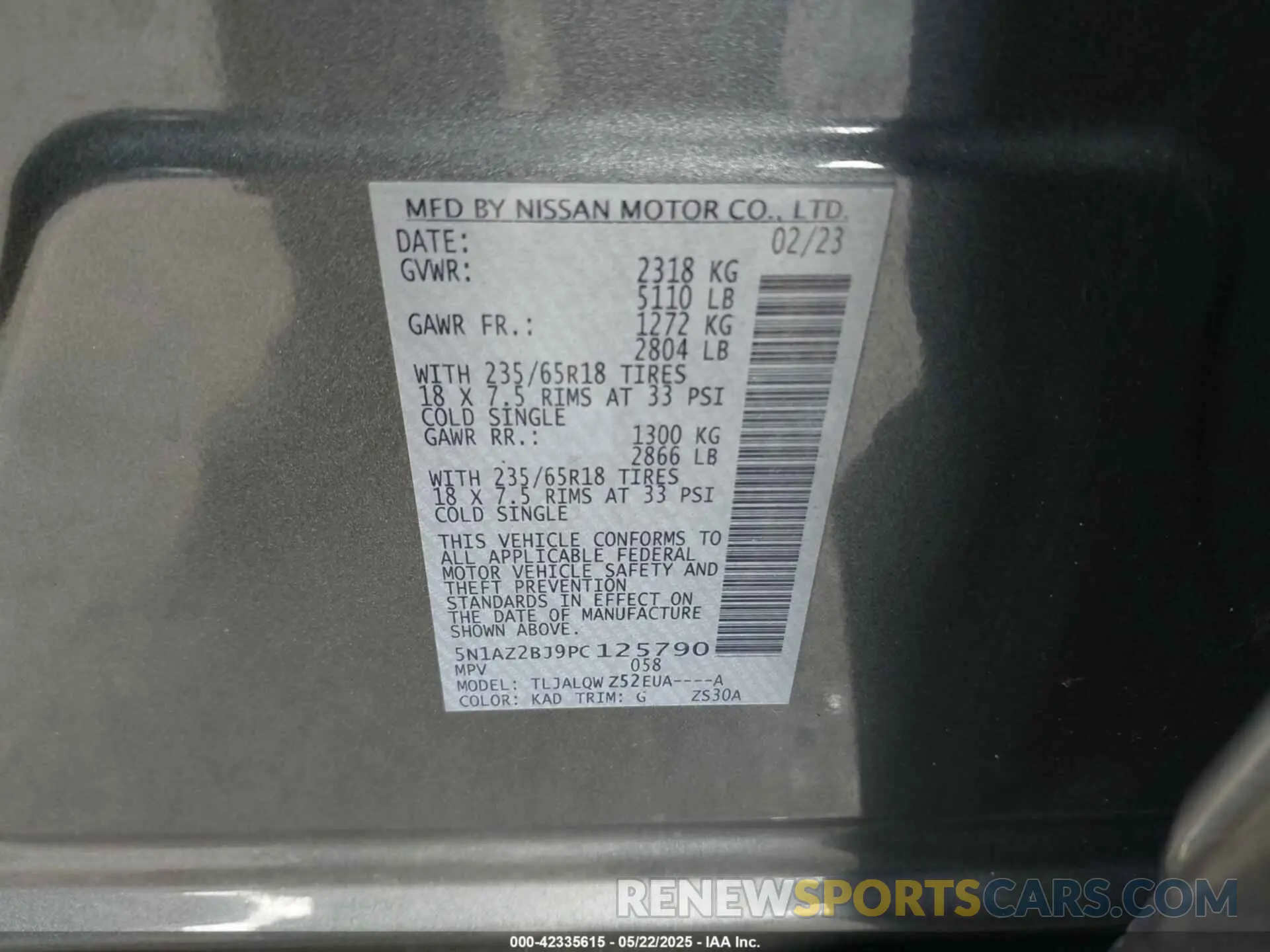 9 Photograph of a damaged car 5N1AZ2BJ9PC125790 NISSAN MURANO 2023