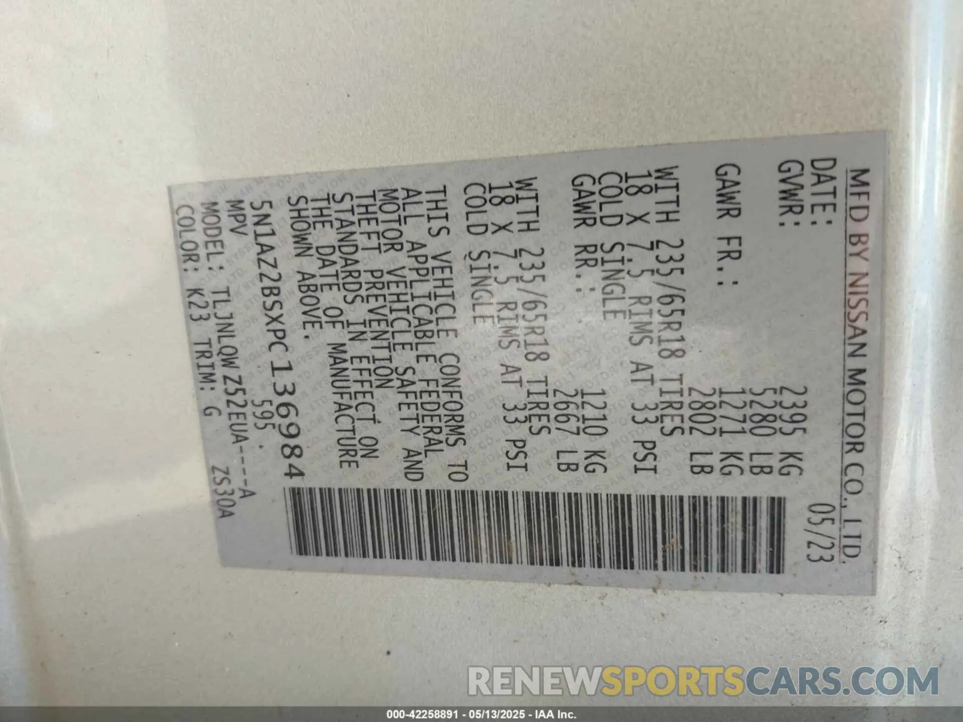 9 Photograph of a damaged car 5N1AZ2BSXPC136984 NISSAN MURANO 2023