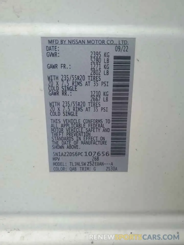 13 Photograph of a damaged car 5N1AZ2DS6PC107656 NISSAN MURANO 2023