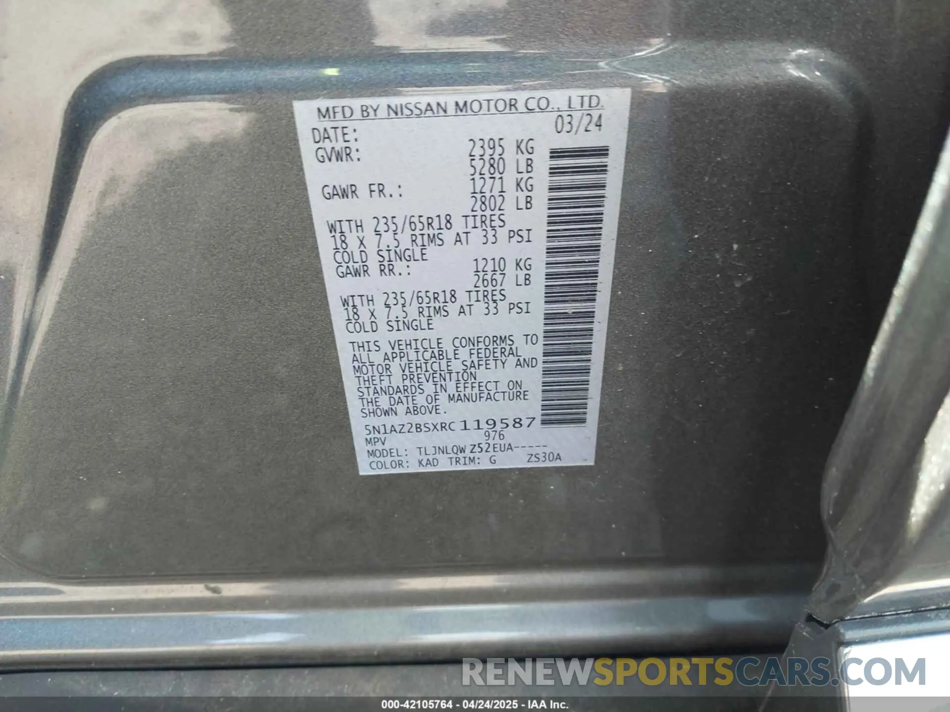 9 Photograph of a damaged car 5N1AZ2BSXRC119587 NISSAN MURANO 2024